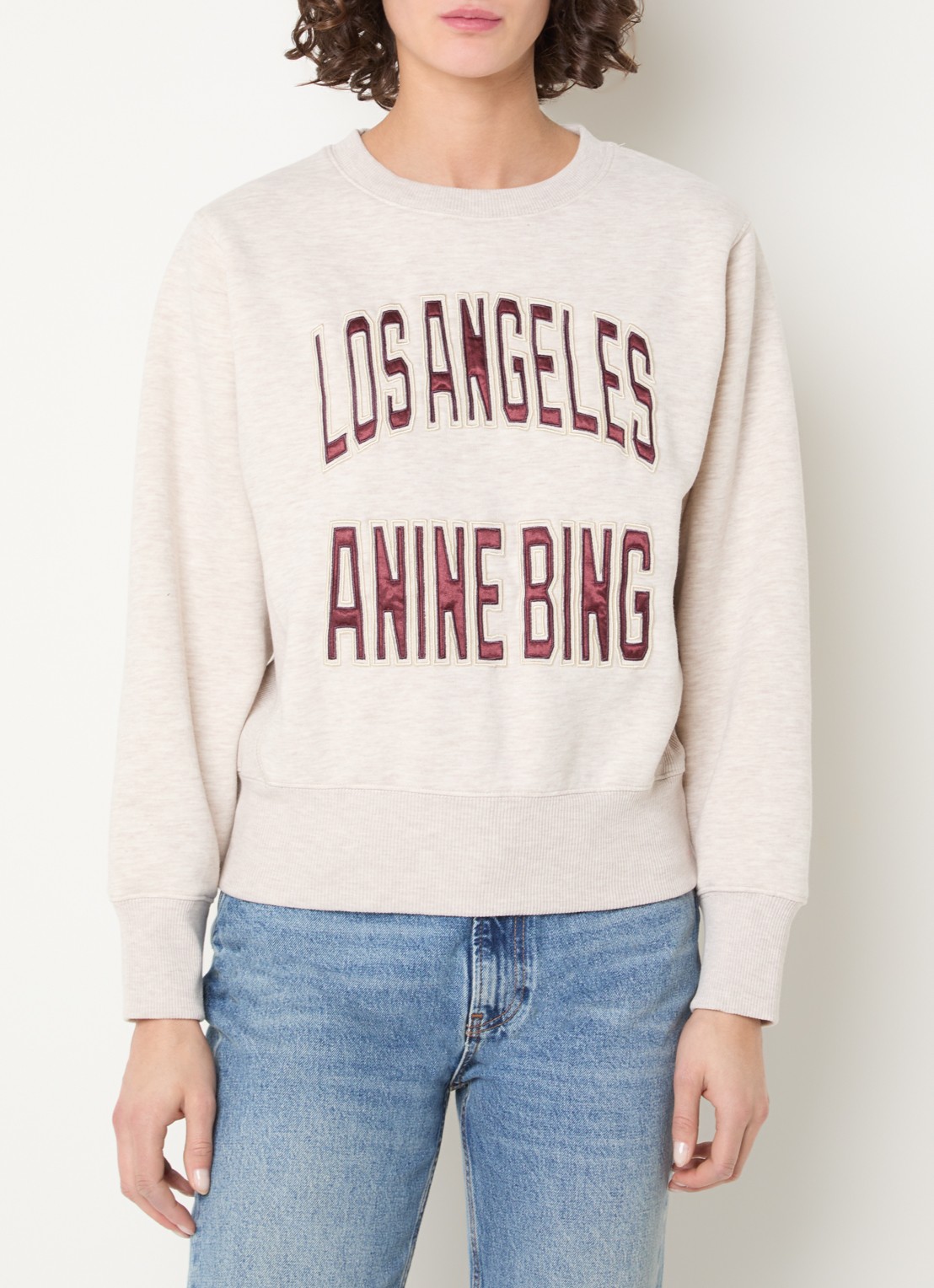 Anine Bing Harry sweater met logoborduring - detail beige