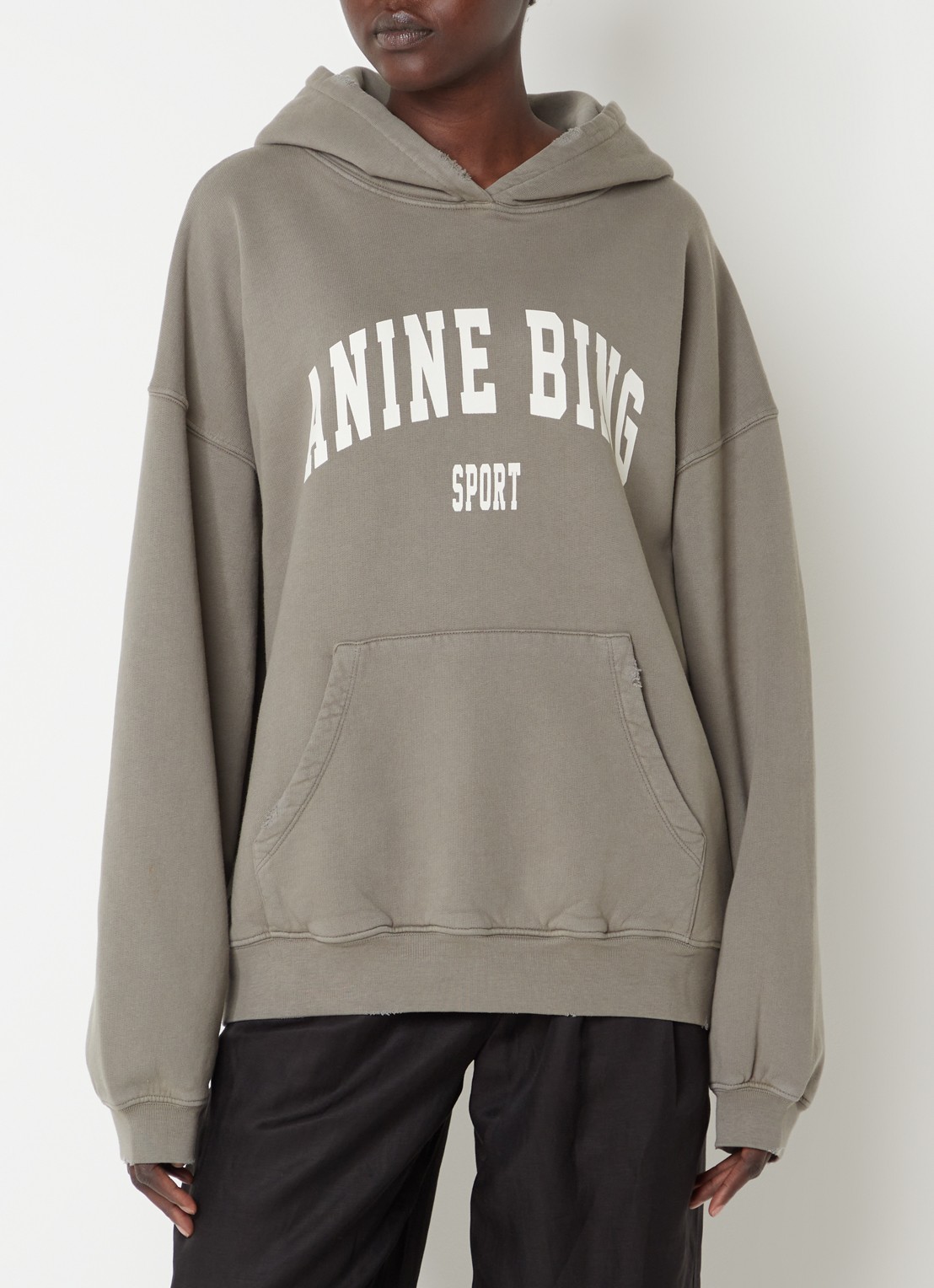 Anine Bing Harvey oversized hoodie van  katoen met logoprint - detail 4 groen