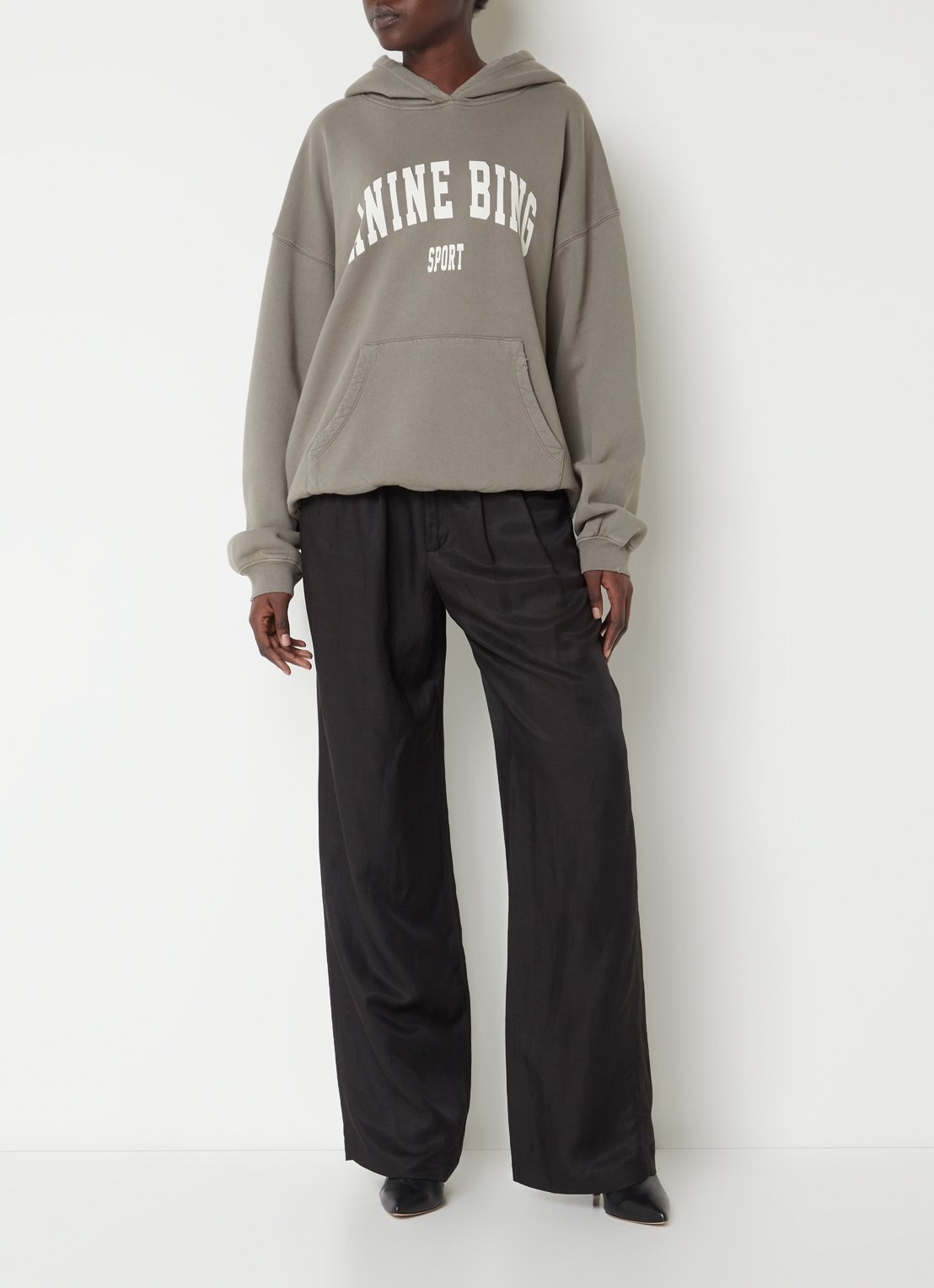 Anine Bing Harvey oversized hoodie van  katoen met logoprint - voorkant 2 groen