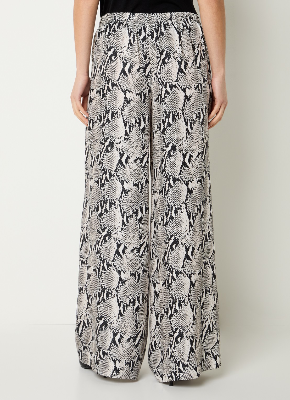 Anine Bing High waist wide fit pantalon met slangenprint en steekzakken - achterkant multicolor