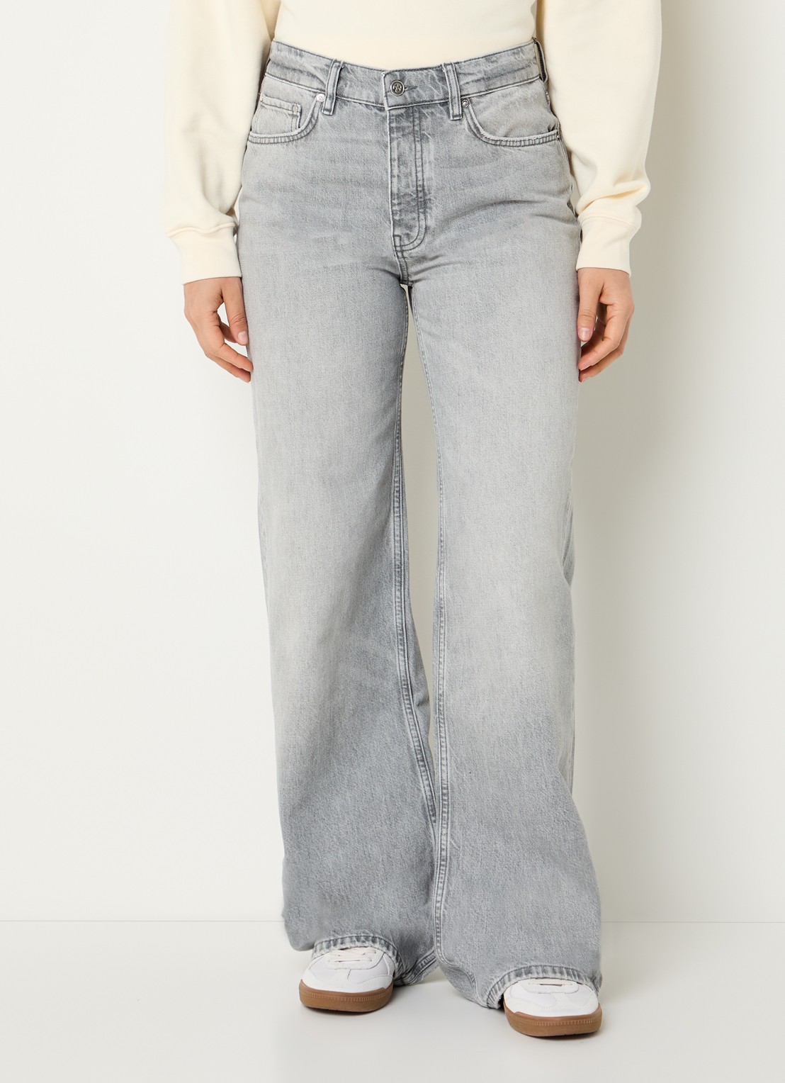 Anine Bing Hugh high waist wide fit jeans met gekleurde wassing - detail 2 grijs
