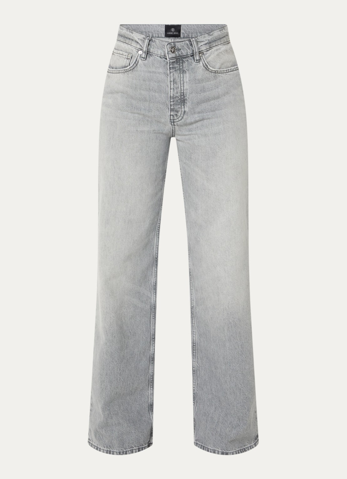 Anine Bing Hugh high waist wide fit jeans met gekleurde wassing - voorkant 4 grijs
