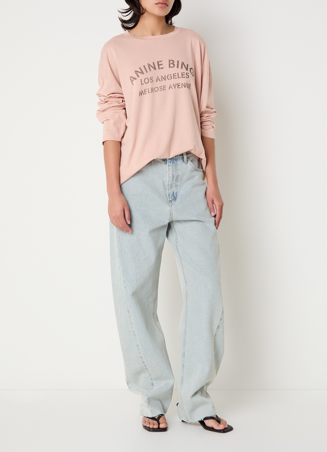 Anine Bing Ivan longsleeve met logoprint - voorkant 4 roze
