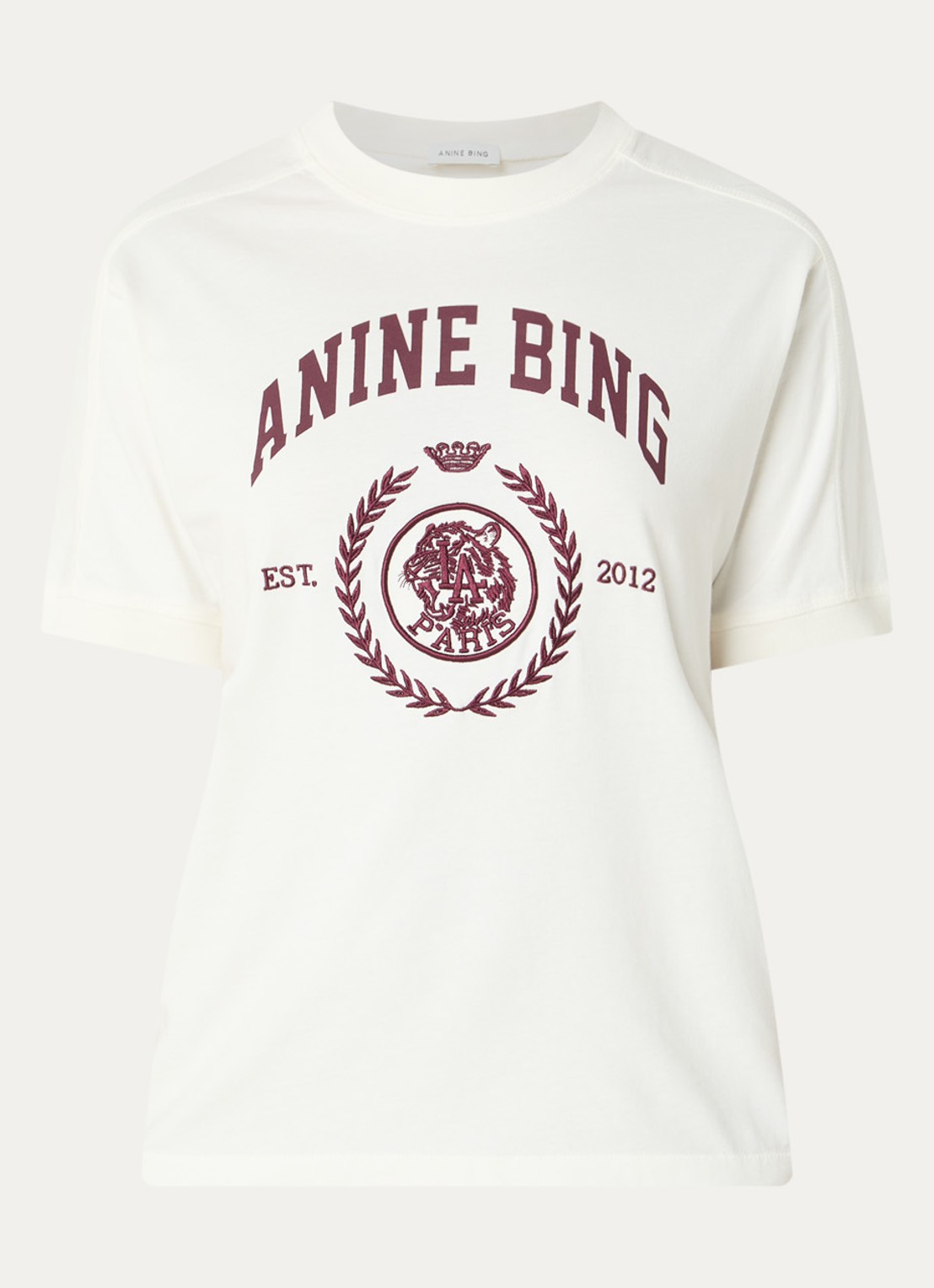 Anine Bing Jaylin T-shirt met print - voorkant gebroken wit