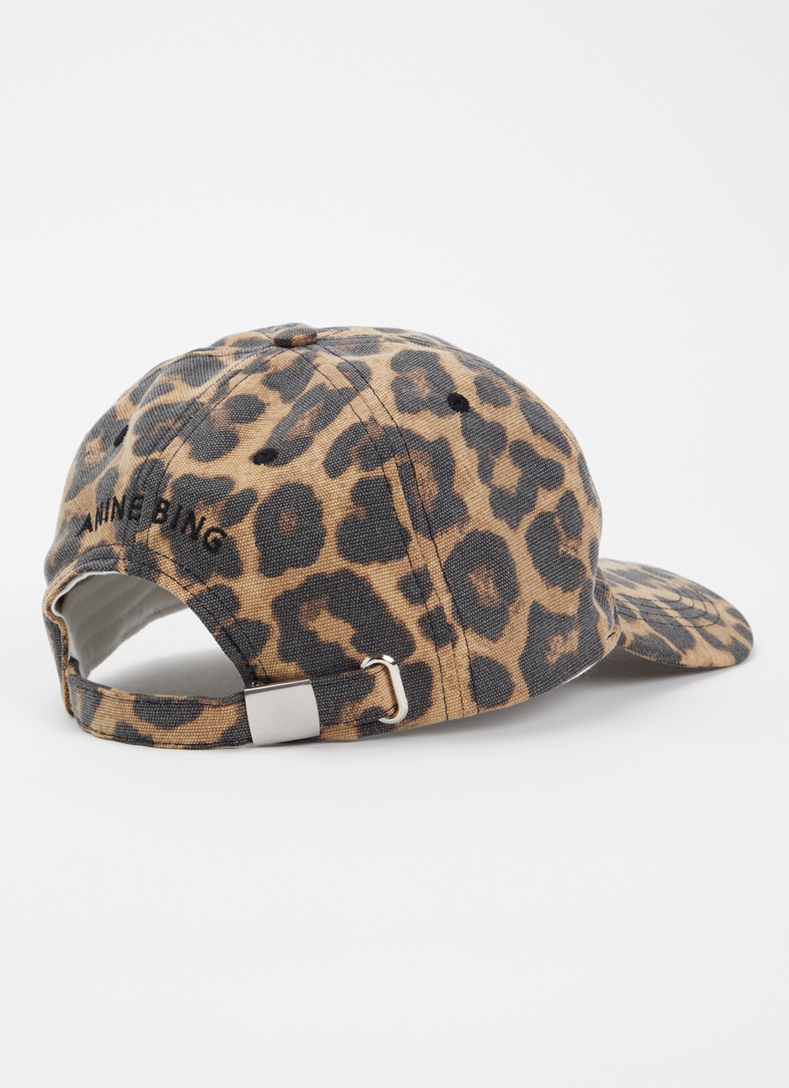 Anine Bing Jeremy pet van katoen met panterprint - detail camel
