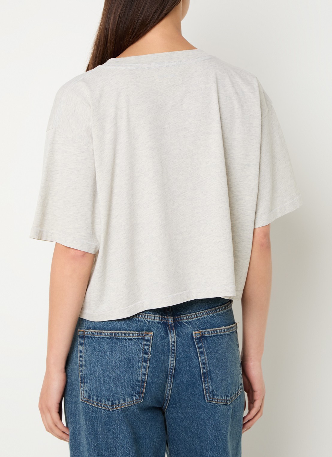 Anine Bing Johnny cropped T-shirt met logoprint  - achterkant 4 lichtgrijs