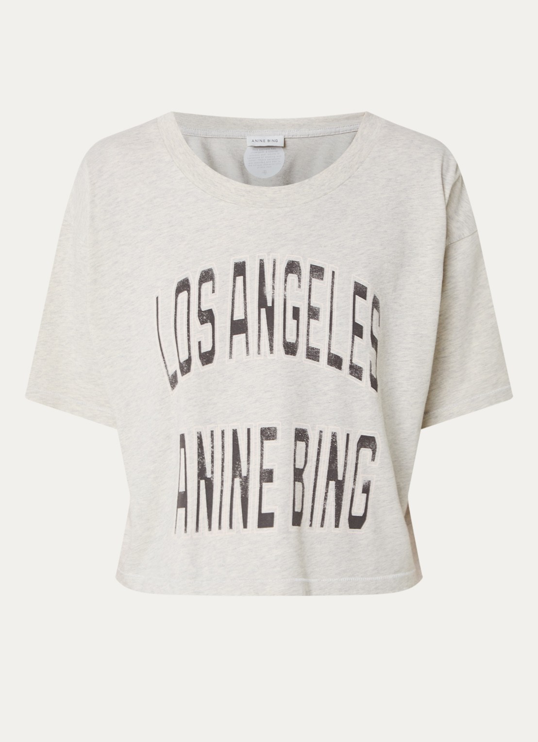 Anine Bing Johnny cropped T-shirt met logoprint  - voorkant 2 lichtgrijs