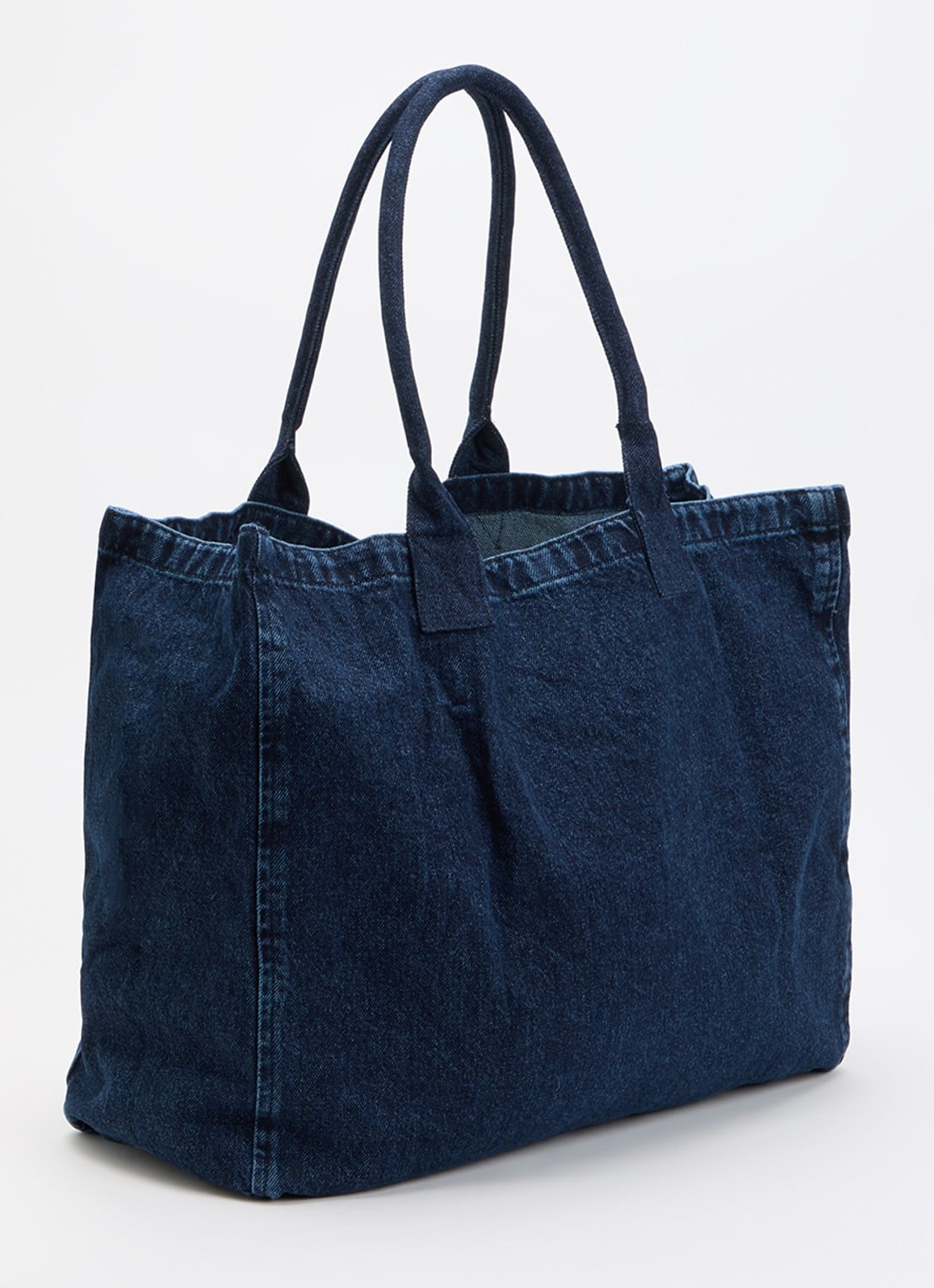Anine Bing Leo schoudertas van denim met logo - achterkant 4 indigo