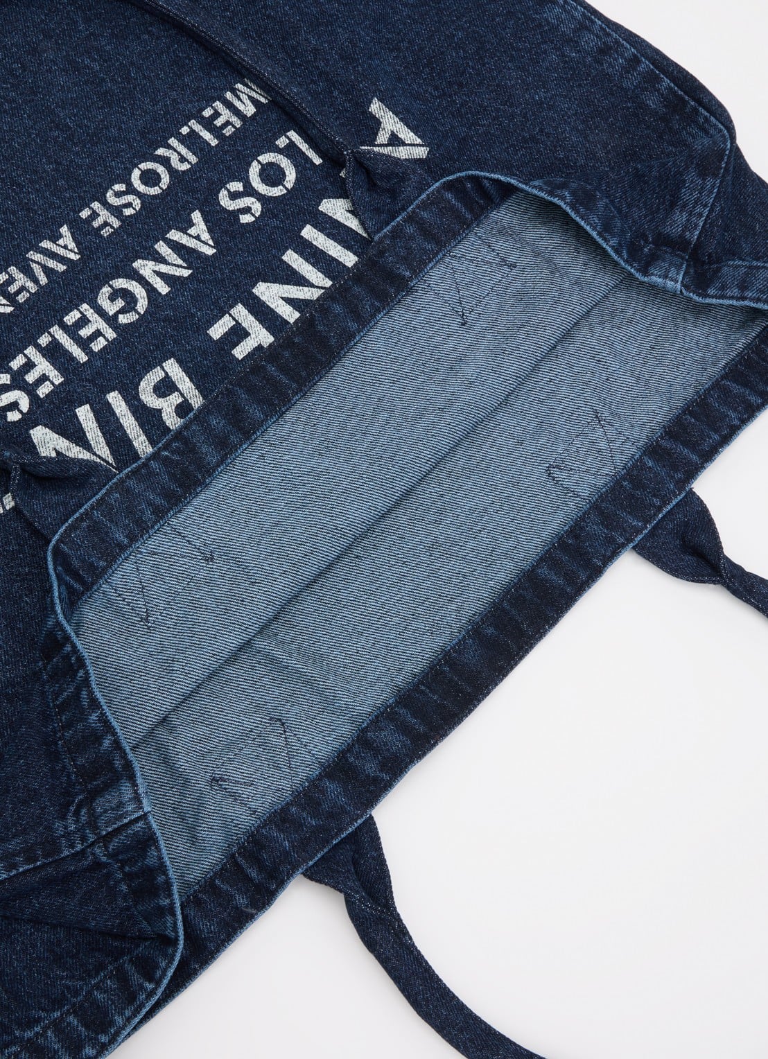 Anine Bing Leo schoudertas van denim met logo - detail indigo