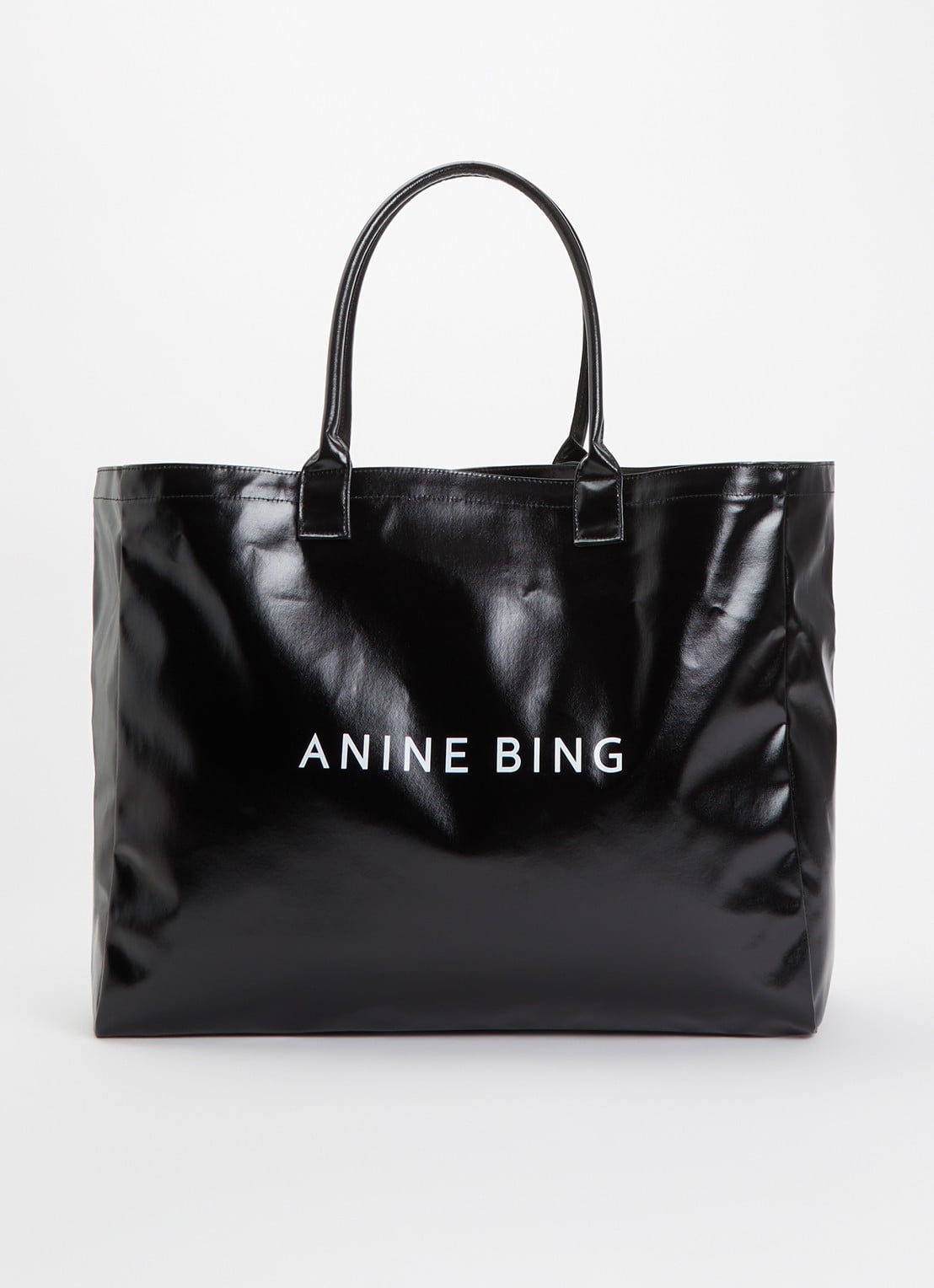 Anine Bing Leo shopper met logo - voorkant 5 zwart