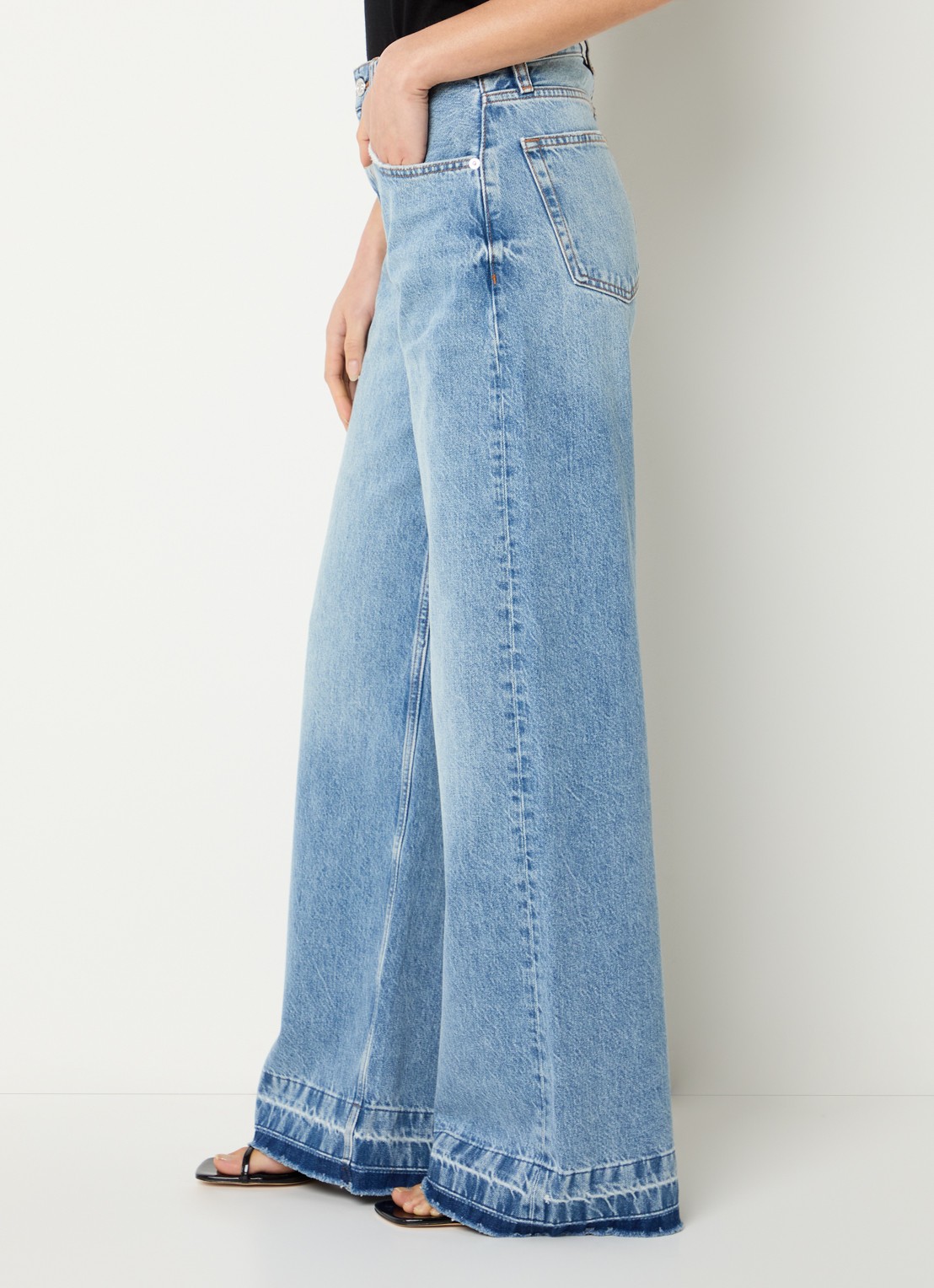 Anine Bing Lewis high waist flared fit jeans met medium wassing - detail 4 blauw