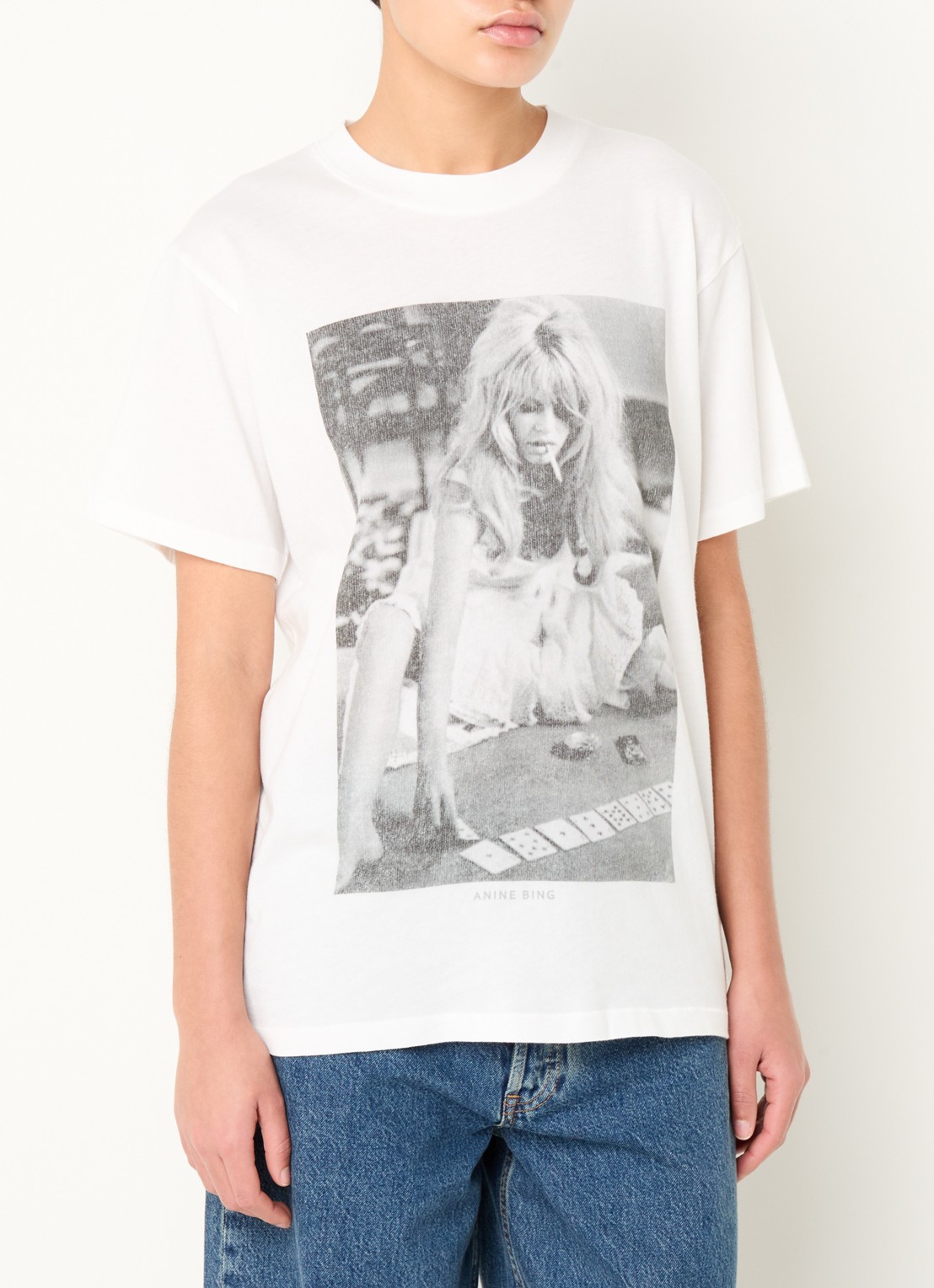 Anine Bing Lili T-shirt met front- en backprint - detail ivoor