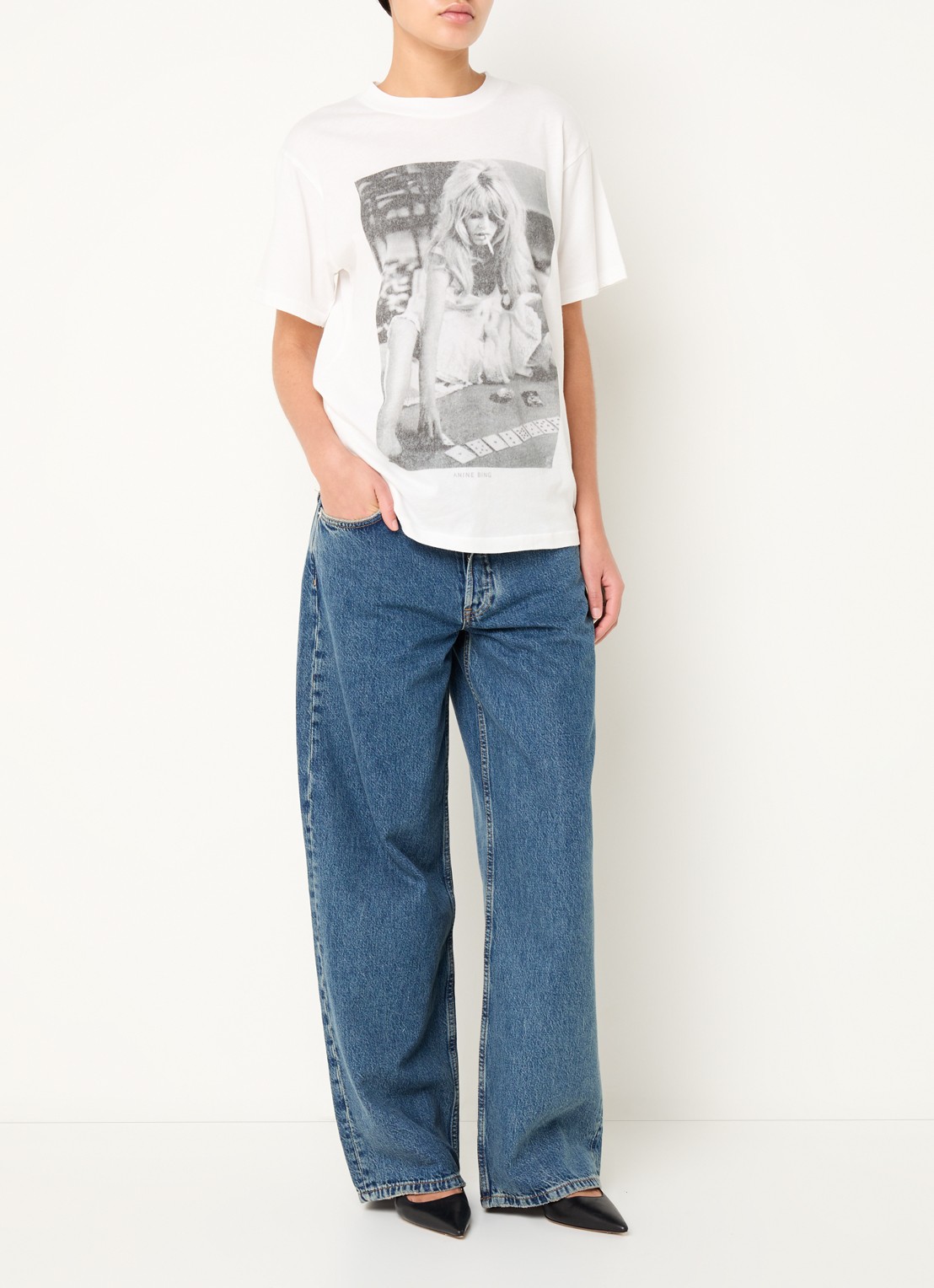 Anine Bing Lili T-shirt met front- en backprint - voorkant 3 ivoor