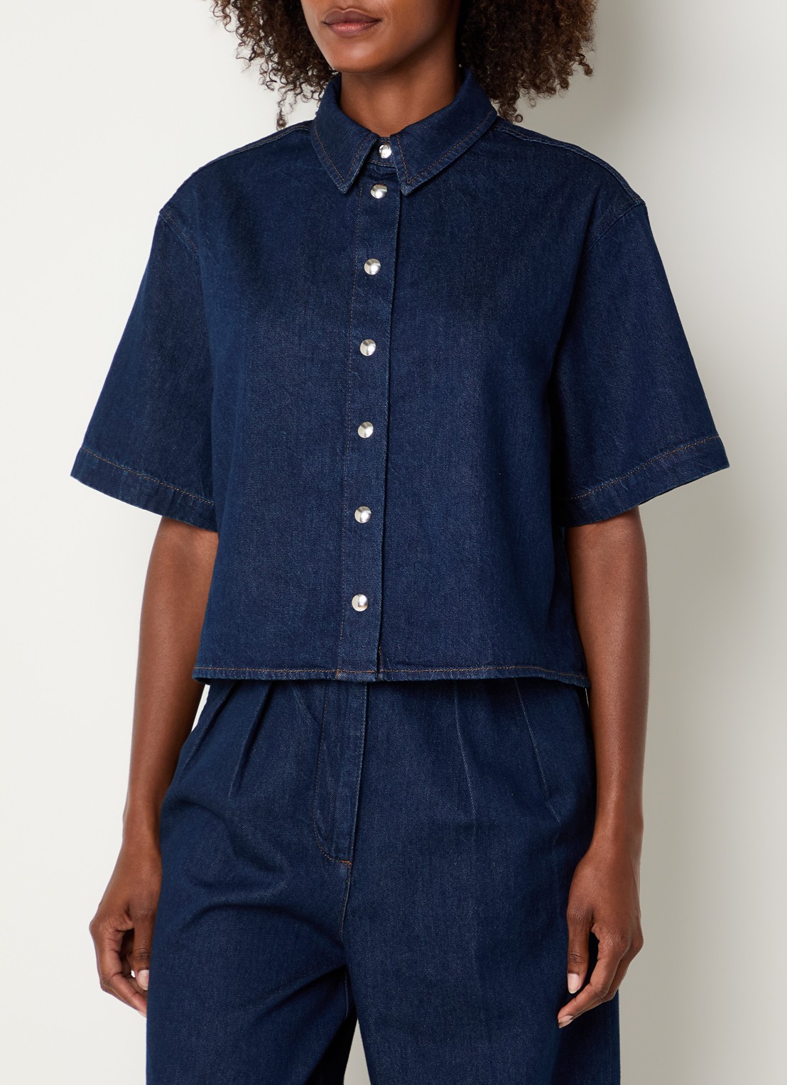 Anine Bing Lincoln blouse van denim - detail 3 indigo