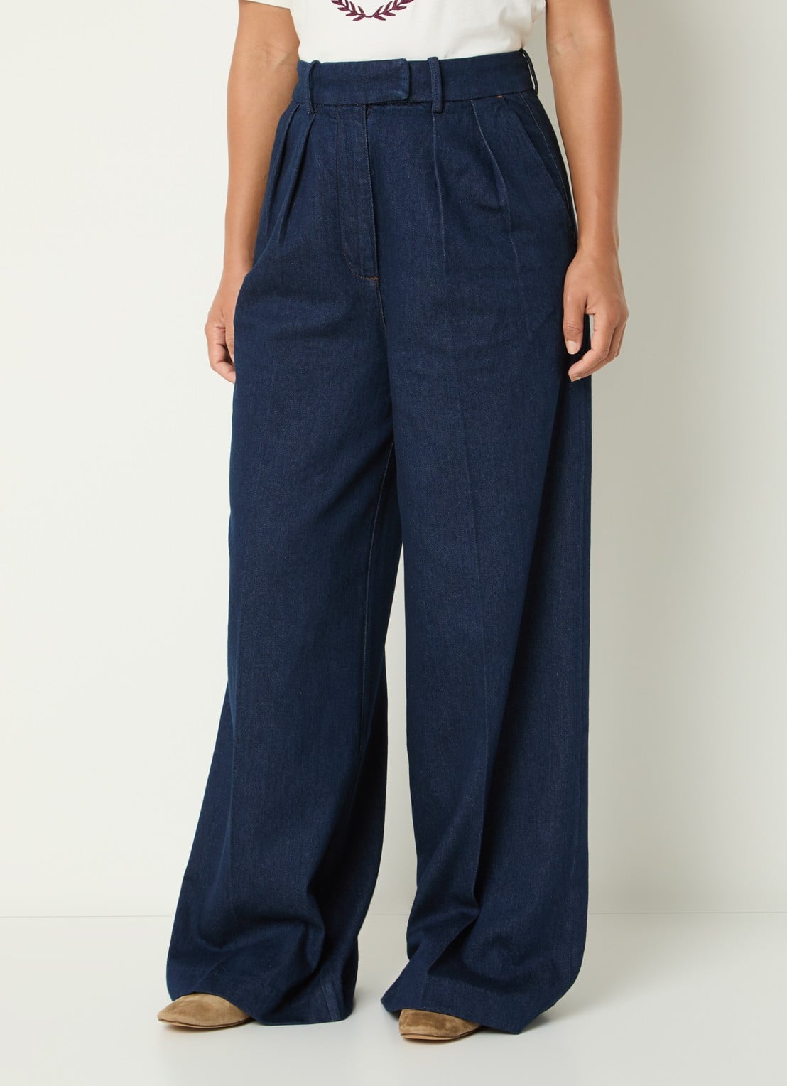 Anine Bing Lou high waist loose fit jeans met plooidetail - detail 3 indigo