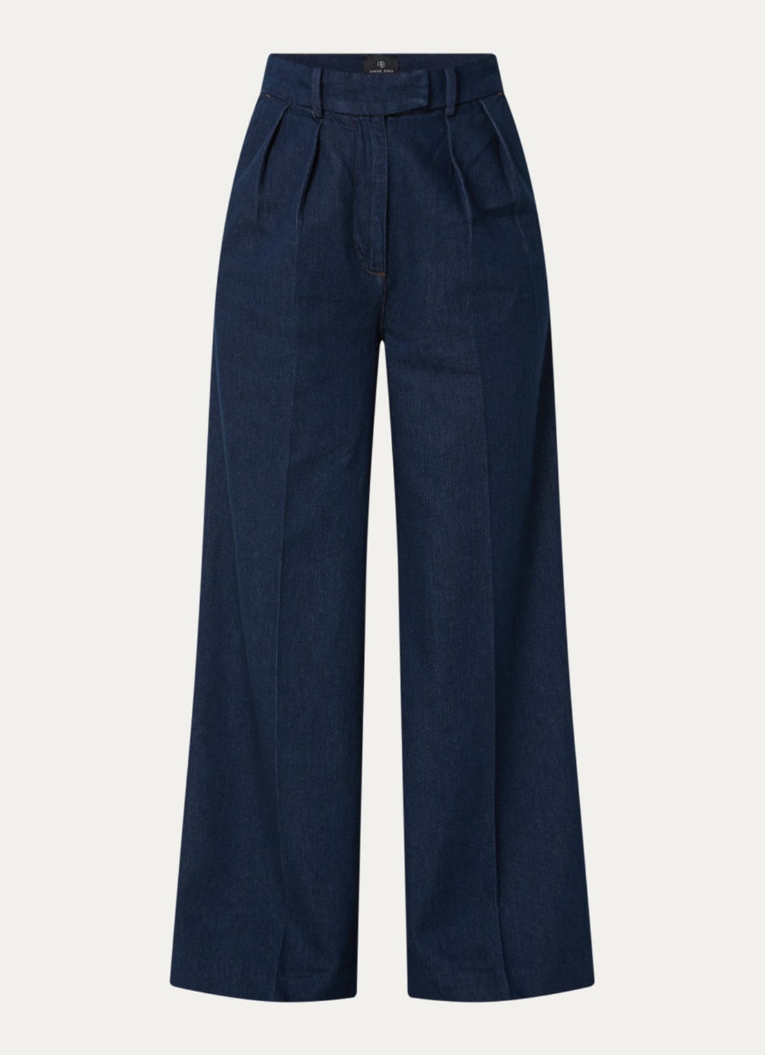 Anine Bing Lou high waist loose fit jeans met plooidetail - voorkant indigo