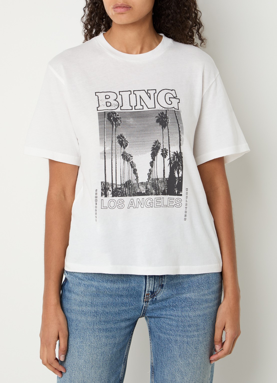 Anine Bing Louis T-shirt met print - detail 4 ivoor