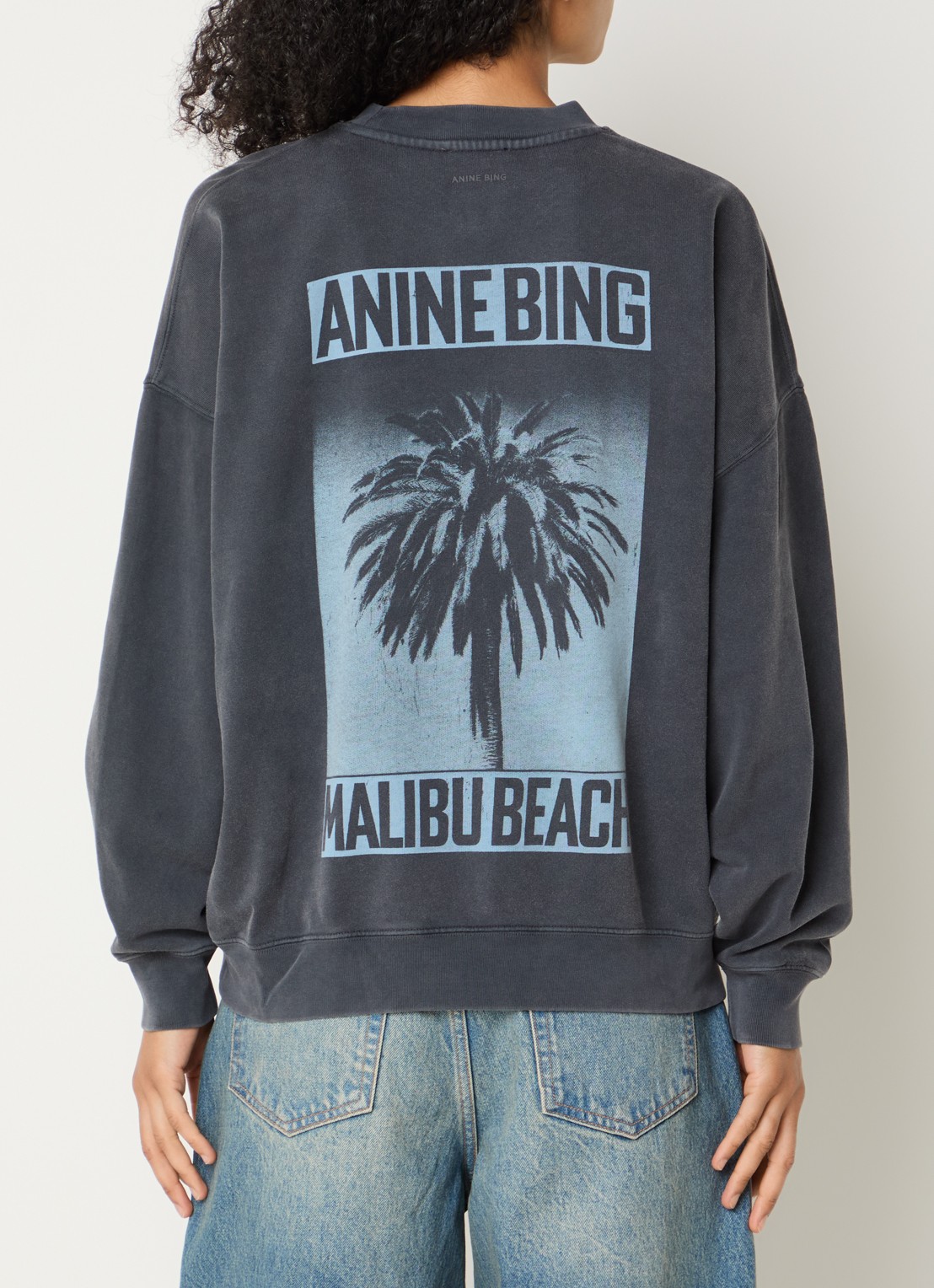 Anine Bing Miles sweater met front- en backprint - detail 4 zwart