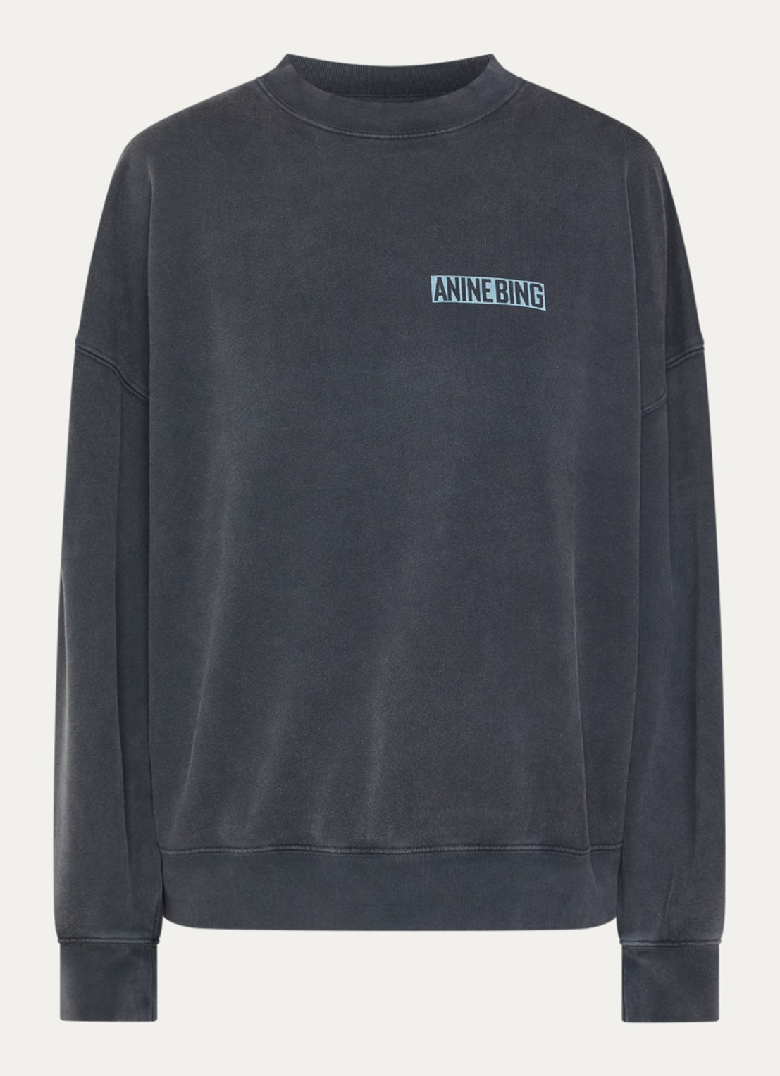 Anine Bing Miles sweater met front- en backprint - voorkant 2 zwart