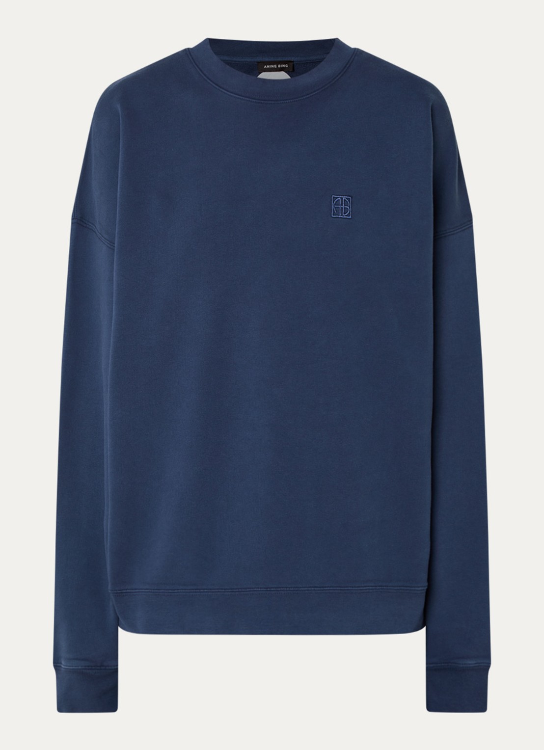 Anine Bing Miles sweater met logo - voorkant 2 donkerblauw
