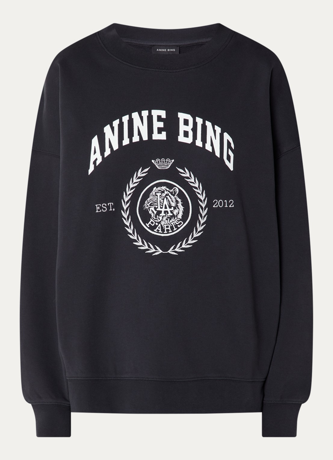 Anine Bing Miles sweater met logo  - voorkant 2 zwart