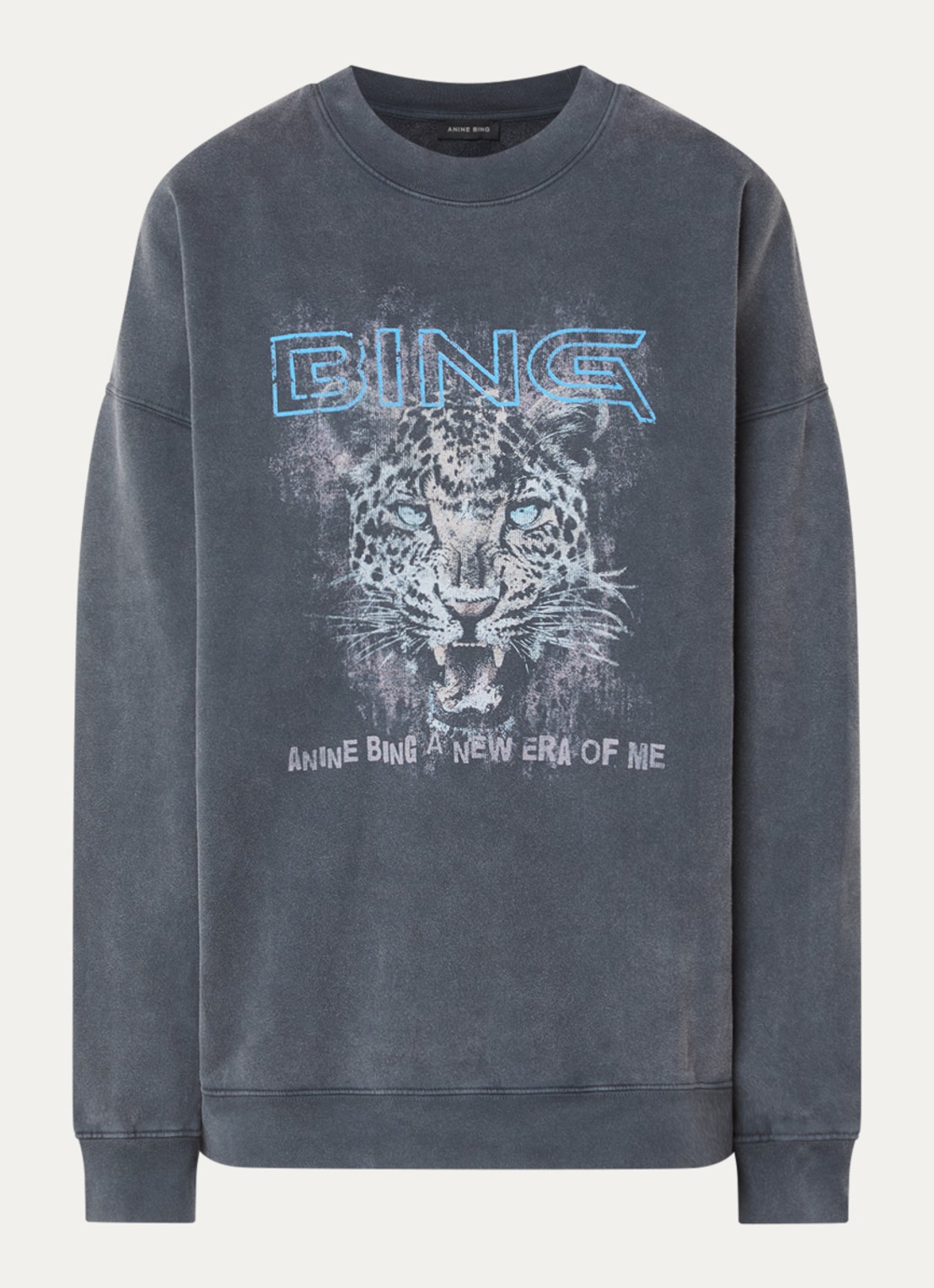 Anine Bing Miles sweater met logoprint en verwassen afwerking - voorkant 3 zwart