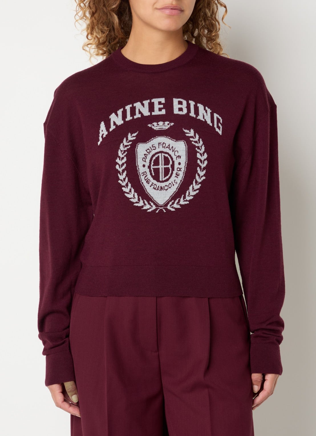 Anine Bing Miles sweater met logoprint en verwassen afwerking - detail 3 bruin
