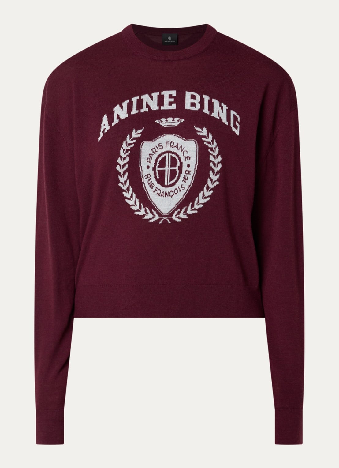 Anine Bing Miles sweater met logoprint en verwassen afwerking - voorkant bruin