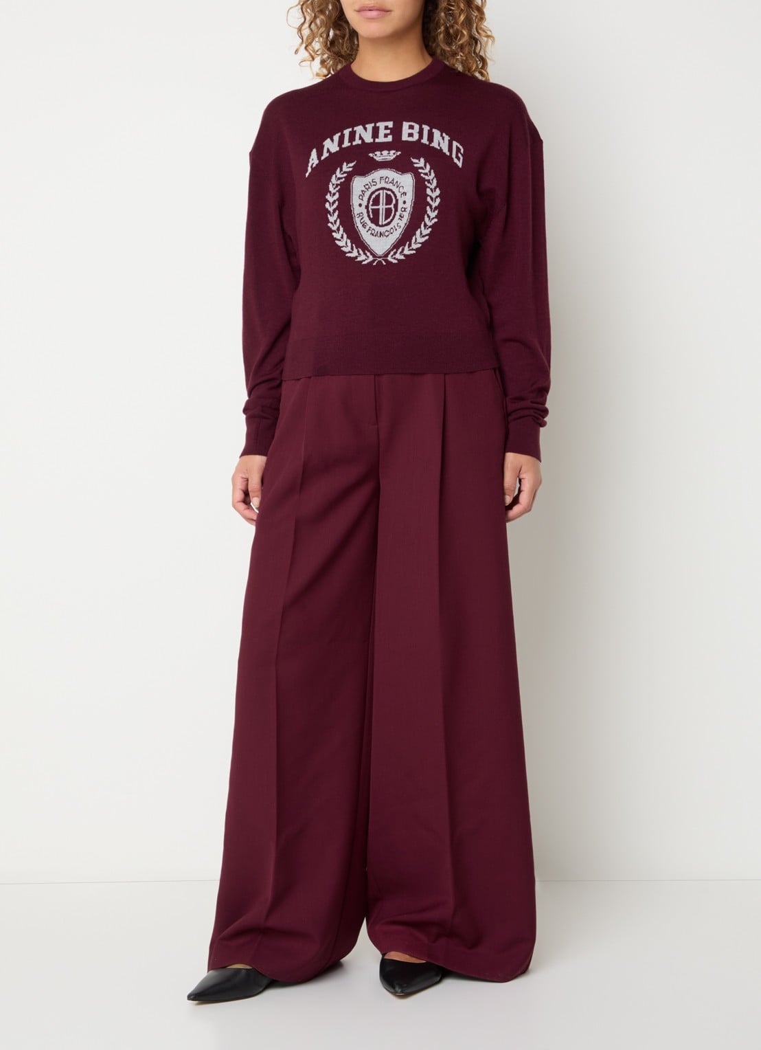 Anine Bing Miles sweater met logoprint en verwassen afwerking - voorkant 2 bruin