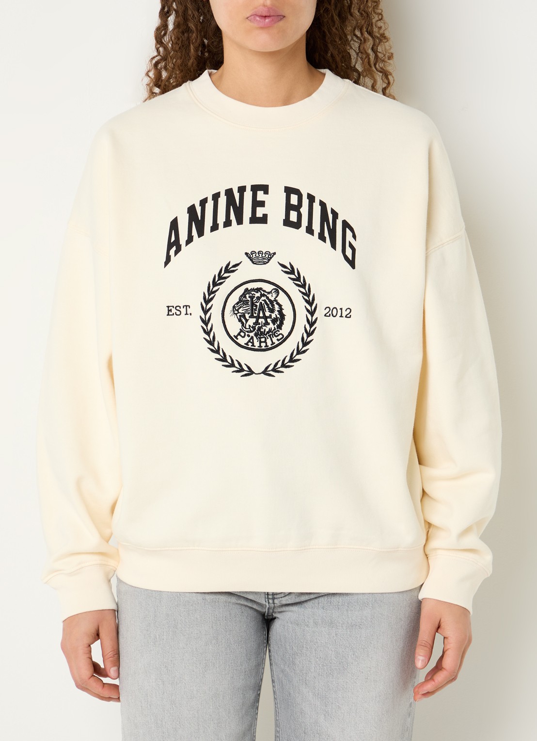 Anine Bing Miles sweater met logoprint - detail 4 gebroken wit