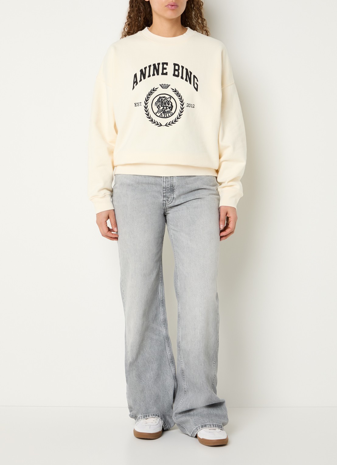Anine Bing Miles sweater met logoprint - voorkant 3 gebroken wit