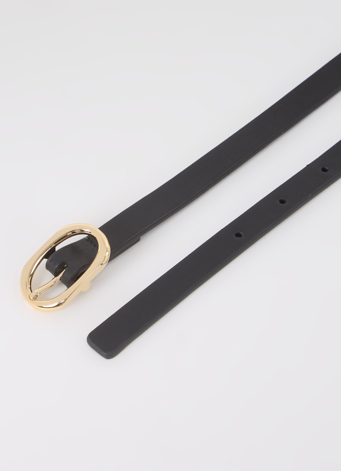 Anine Bing Mini Signature Link riem van leer - detail 2 zwart