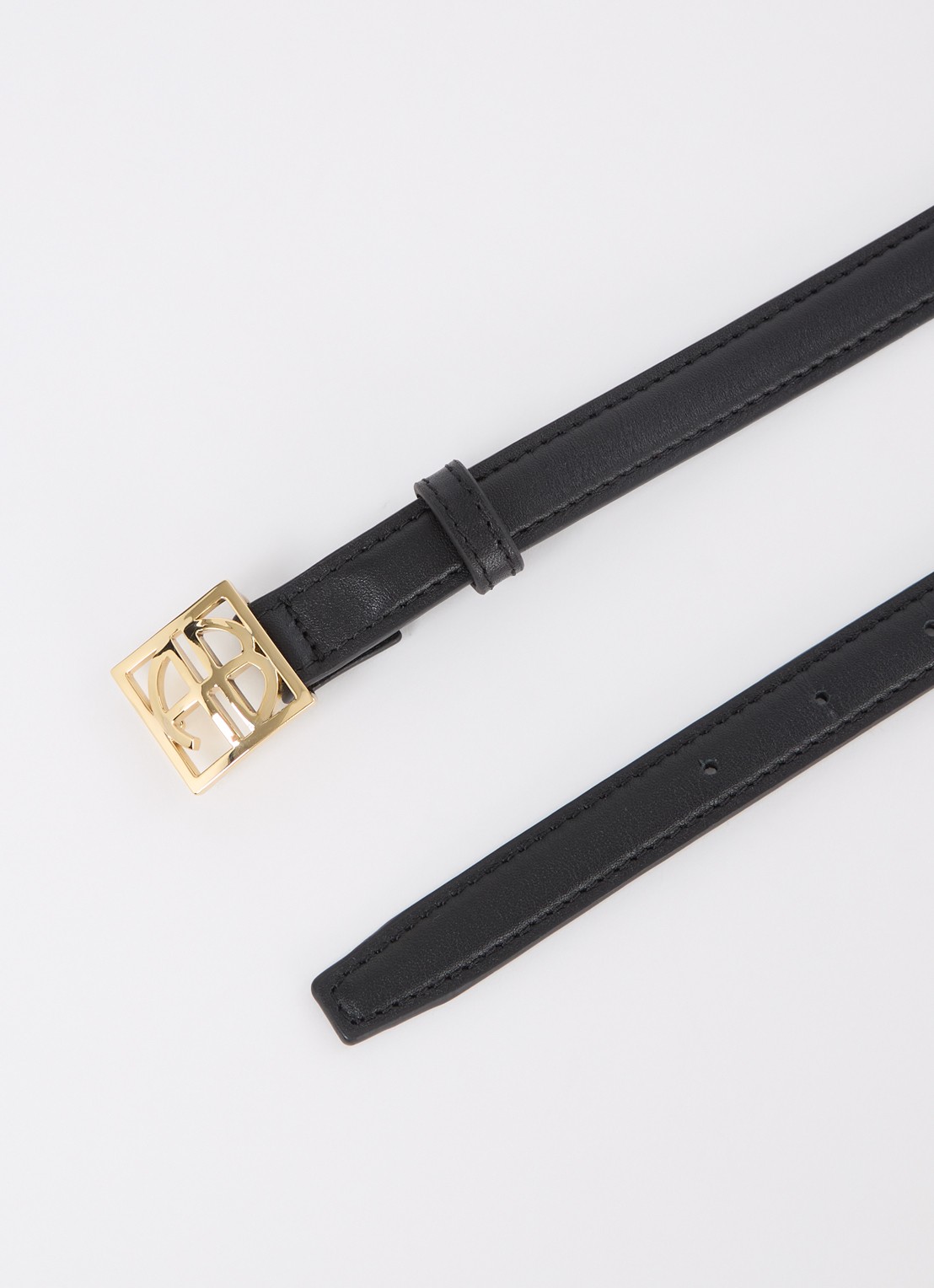 Anine Bing Monogram riem van leer met logo - detail 2 zwart