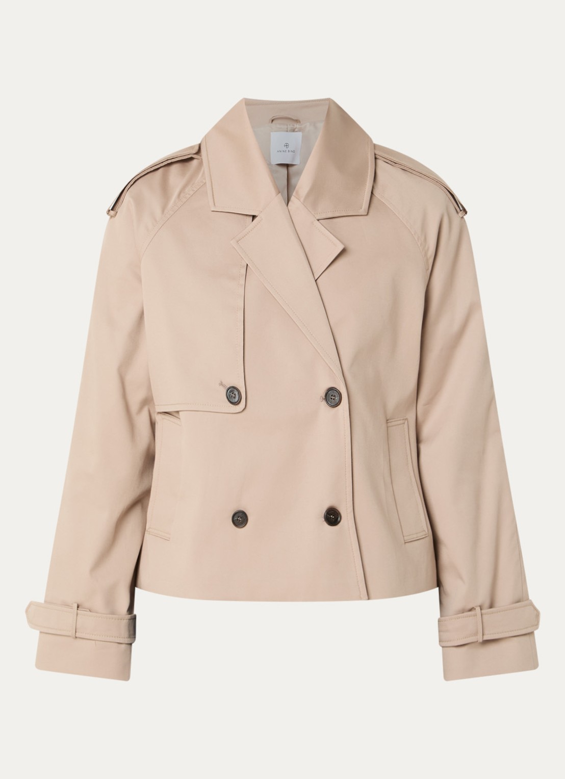 Anine Bing Rickie trenchcoat met steekzakken - voorkant beige