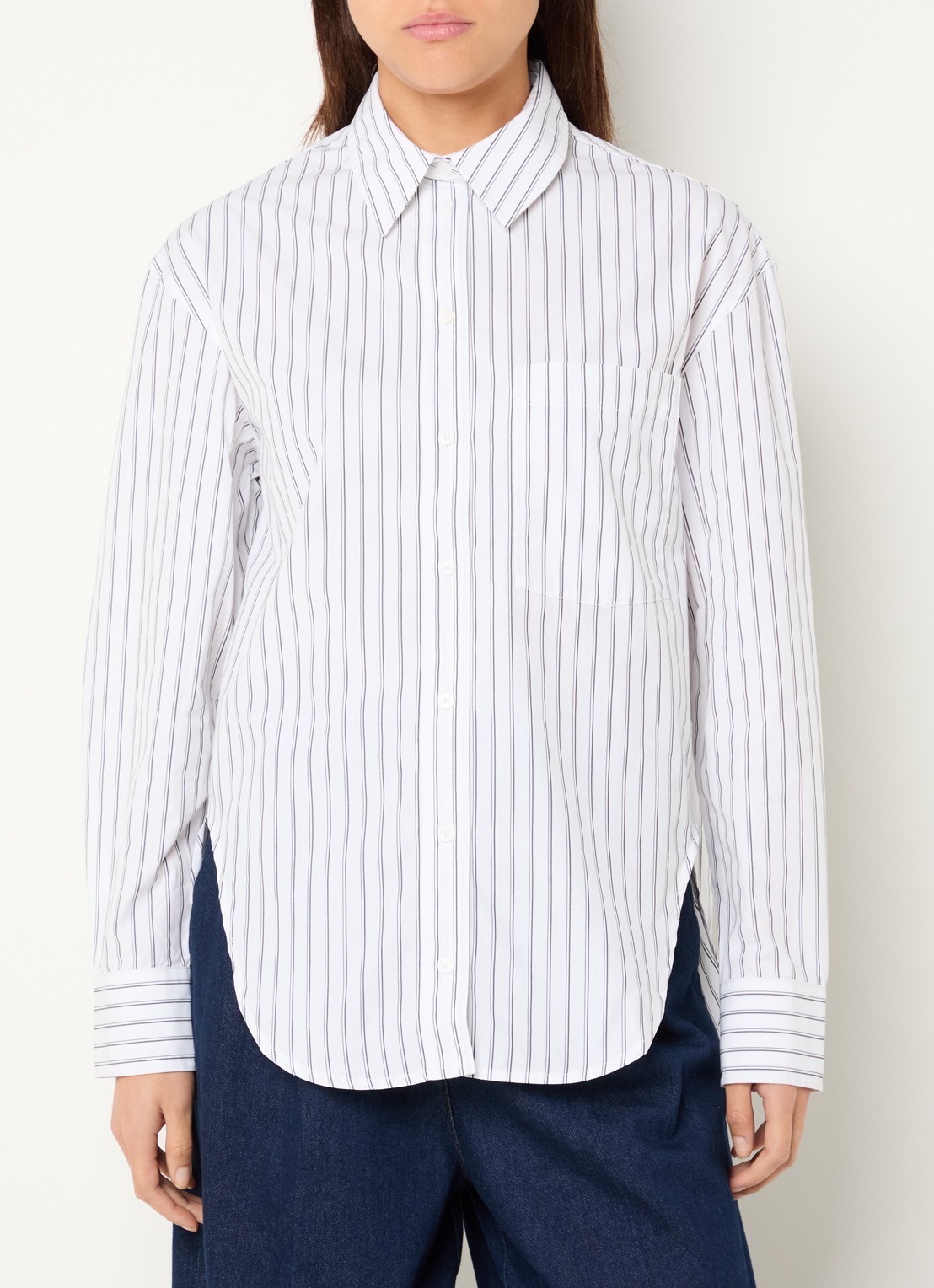 Anine Bing Scott blouse met streepprint - detail wit
