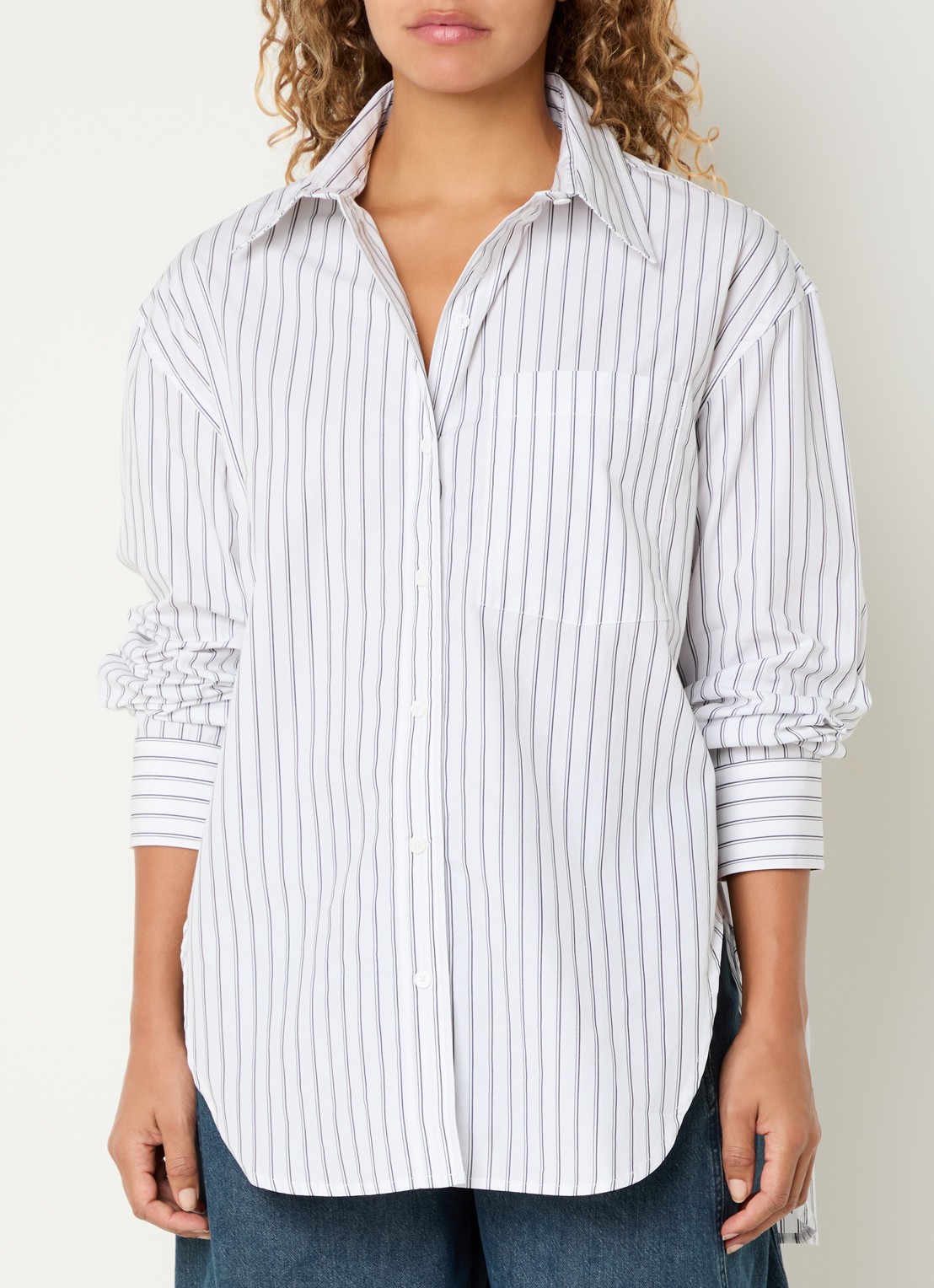 Anine Bing Shelley blouse met streepprint - detail 4 wit