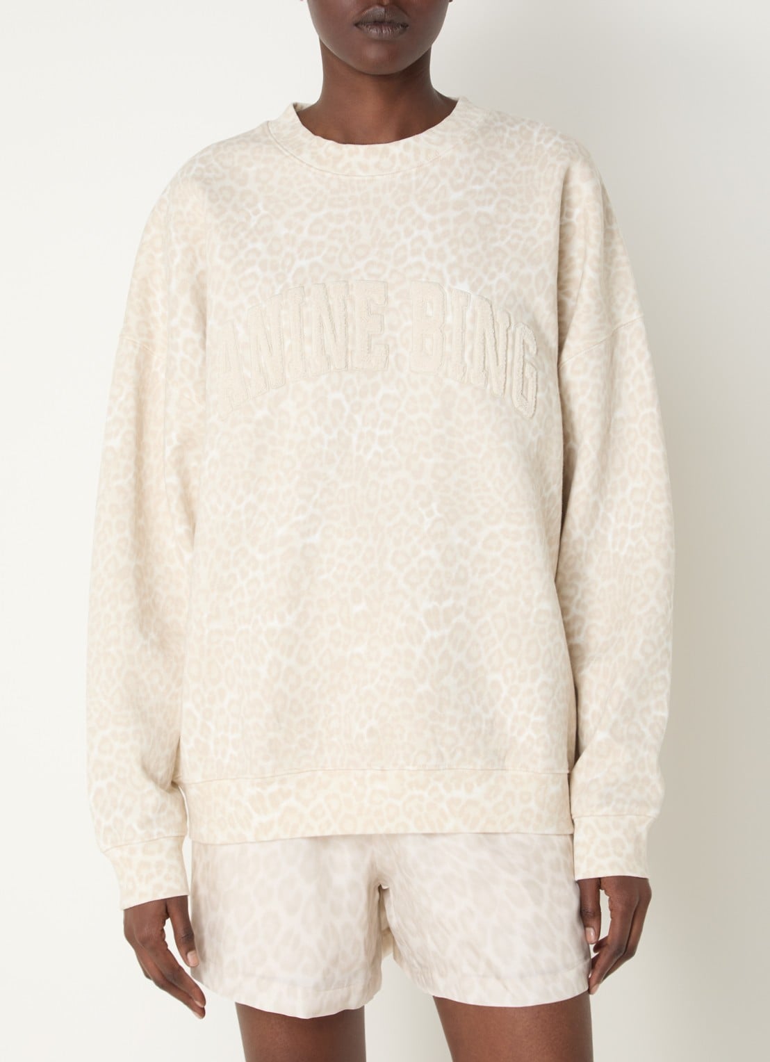 Anine Bing Sweater met panterprint - detail 3 beige