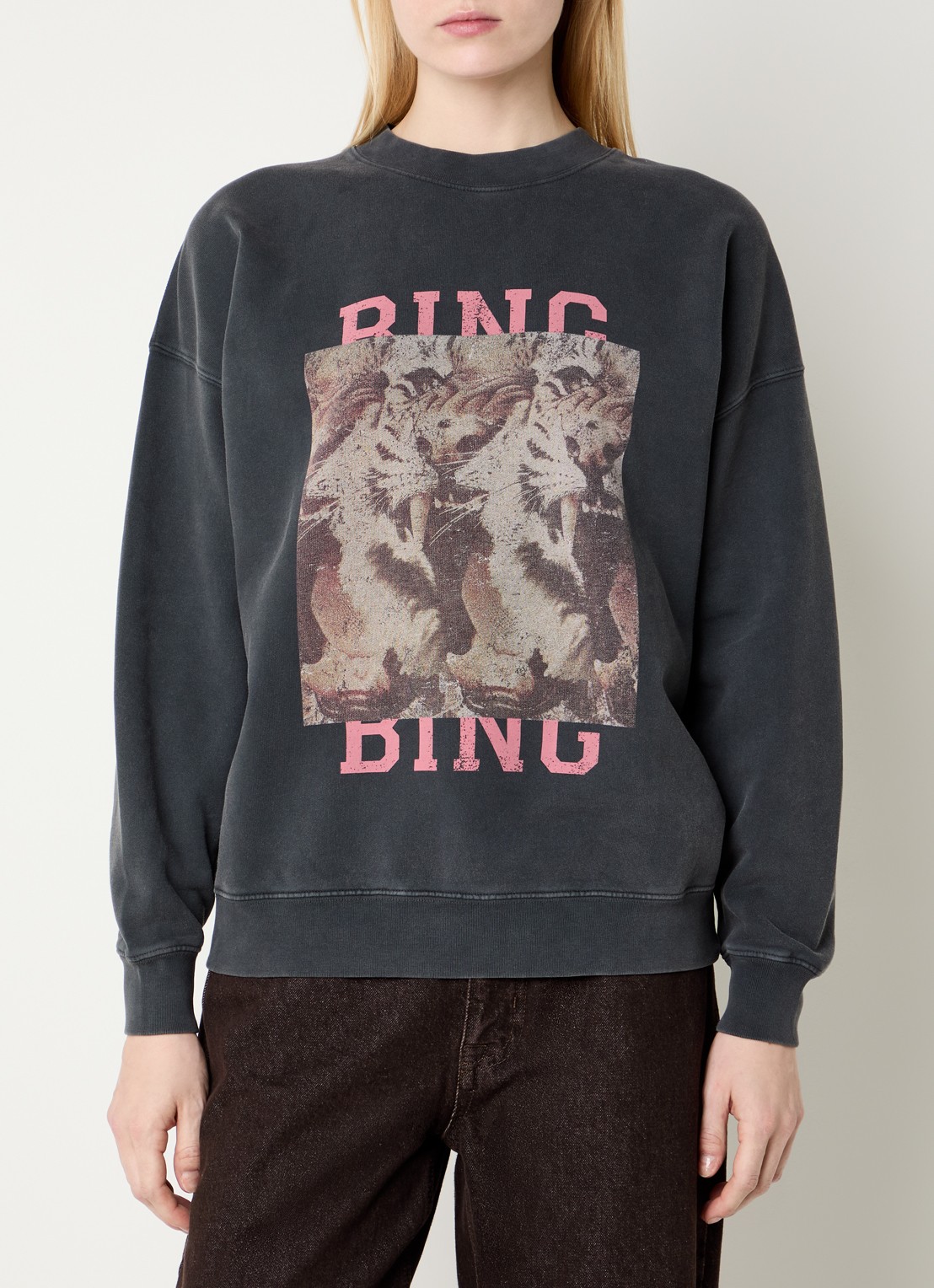 Anine Bing Sweater met print - detail 4 antraciet