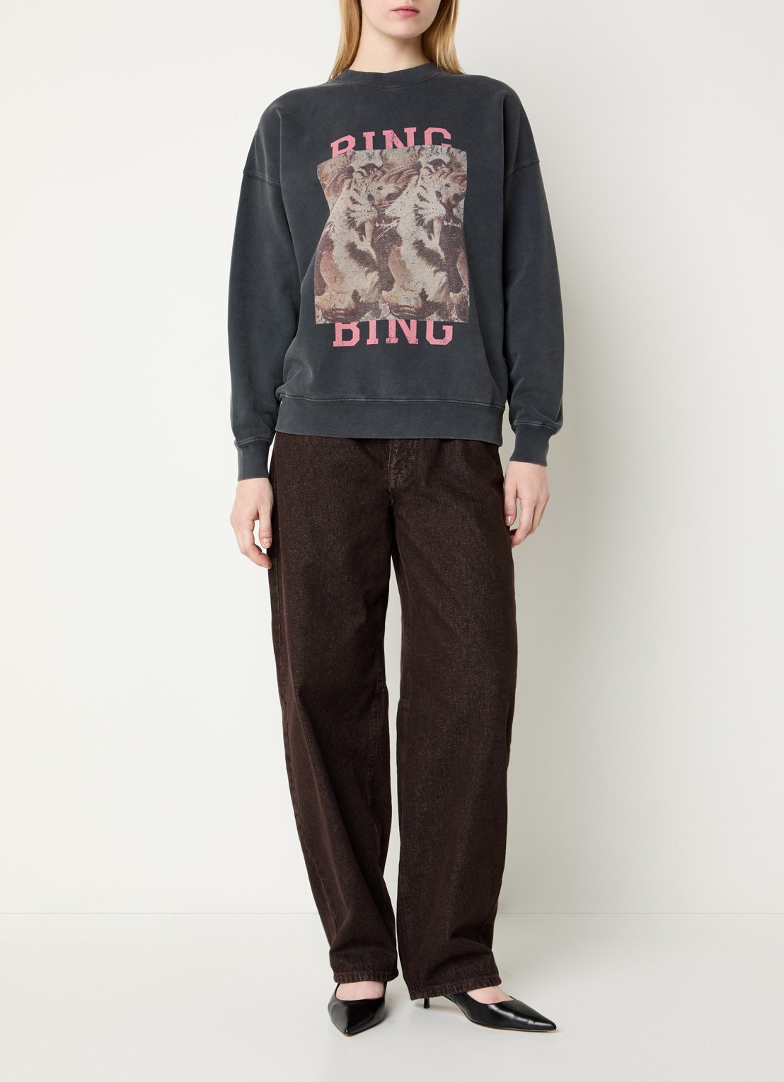 Anine Bing Sweater met print - voorkant 2 antraciet