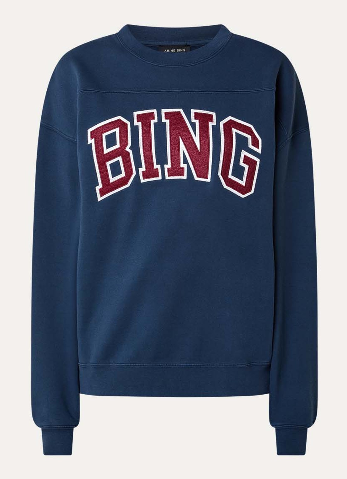 Anine Bing Trenton sweater met logoborduring - voorkant indigo