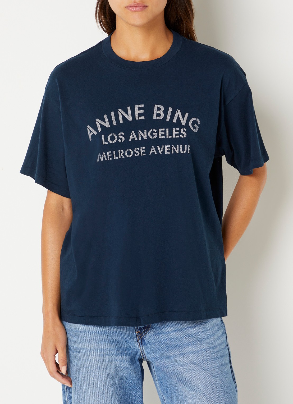 Anine Bing Wagner T-shirt met logoprint - detail 3 donkerblauw