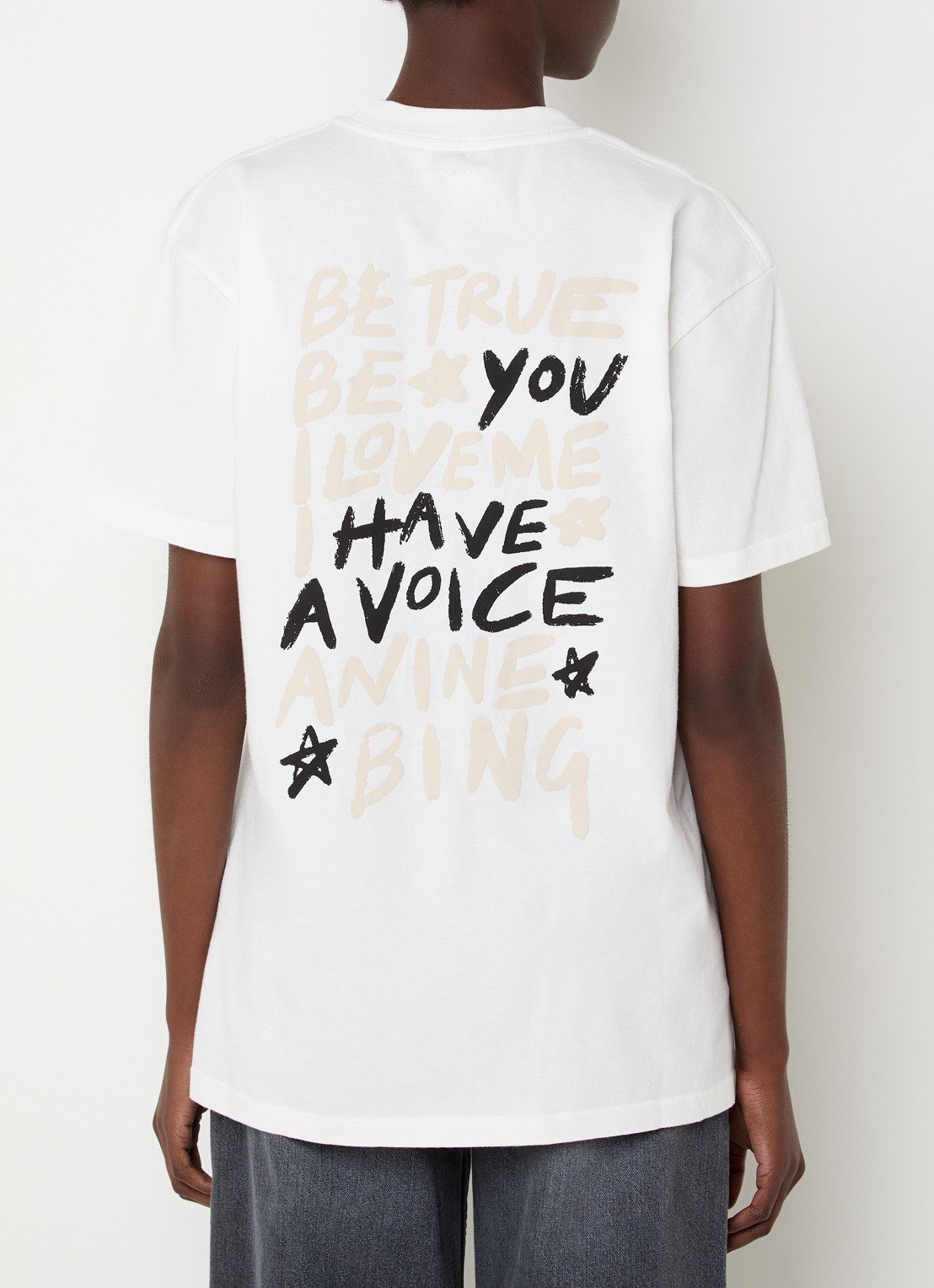 Anine Bing Walker T-Shirt met logo- en backprint - detail wit