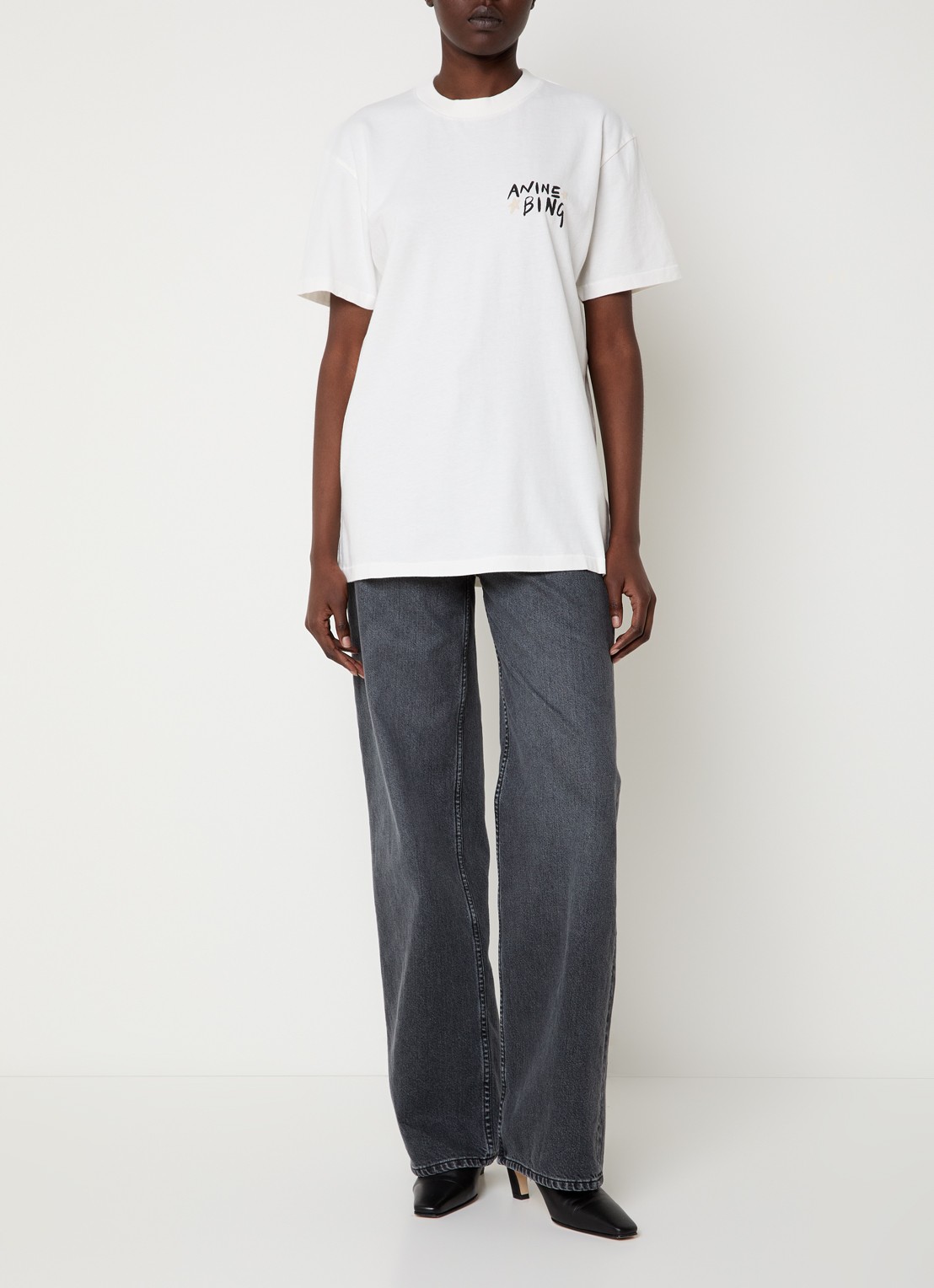 Anine Bing Walker T-Shirt met logo- en backprint - voorkant 4 wit