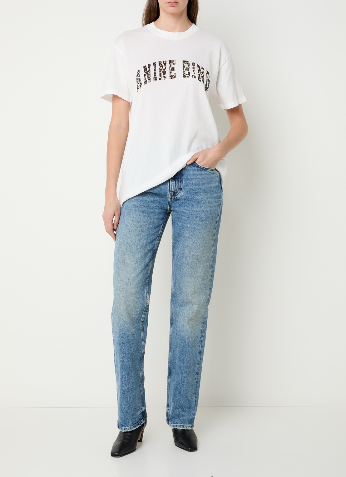 Anine Bing Walker T-shirt met logoprint - voorkant 4 gebroken wit