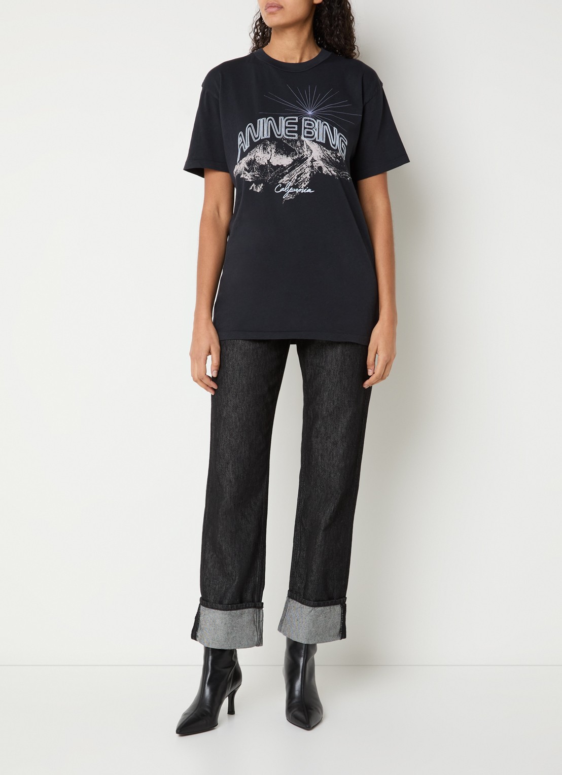 Anine Bing Walker T-shirt met logoprint - voorkant 3 antraciet