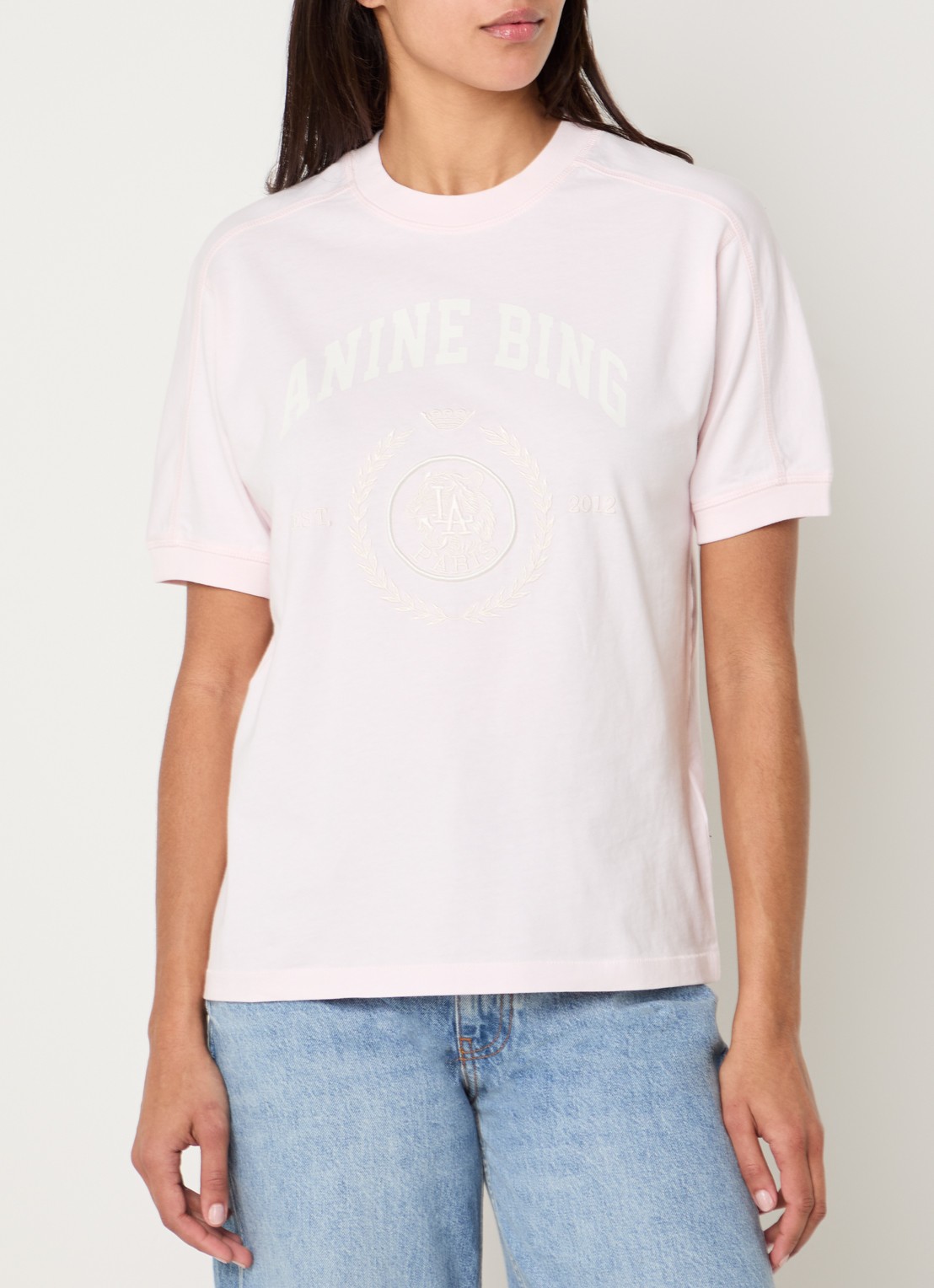 Anine Bing Walker T-shirt met logoprint - detail 4 lichtroze