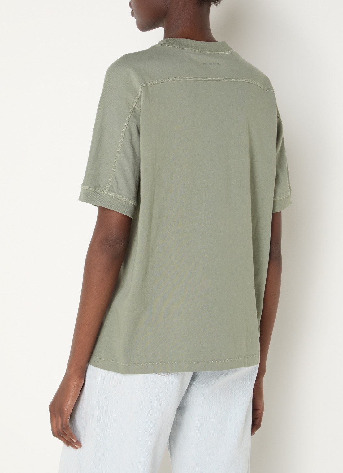 Anine Bing Walker T-shirt met logoprint - achterkant olijfgroen