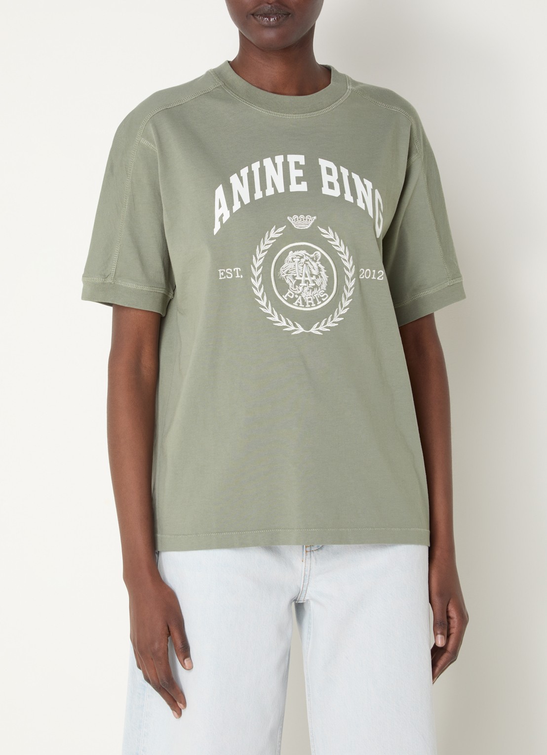Anine Bing Walker T-shirt met logoprint - detail 4 olijfgroen