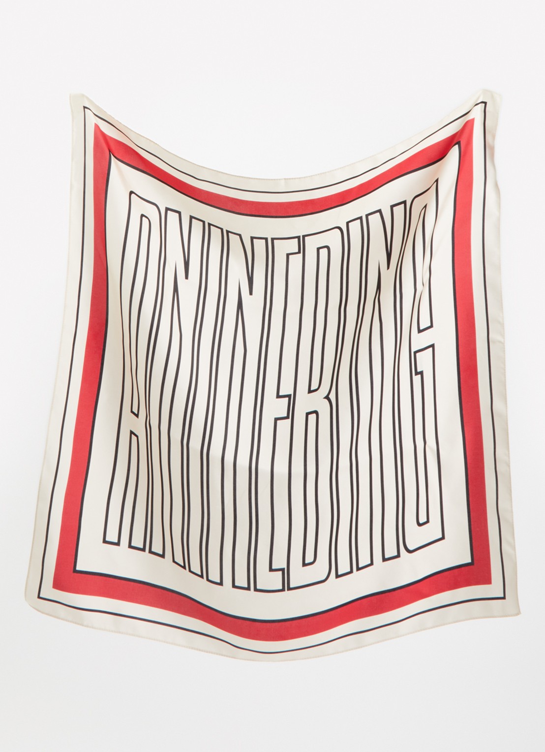 Anine Bing York sjaal van zijde met logoprint 60 x 60 cm - detail 2 rood