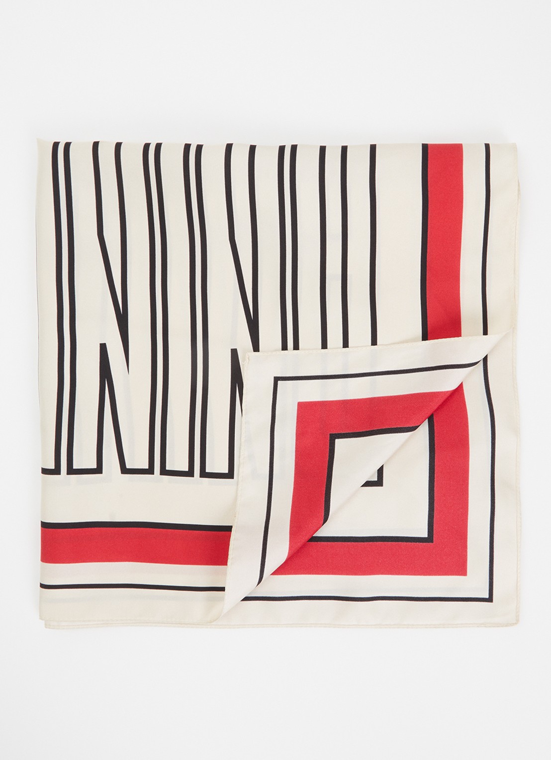 Anine Bing York sjaal van zijde met logoprint 60 x 60 cm - voorkant rood